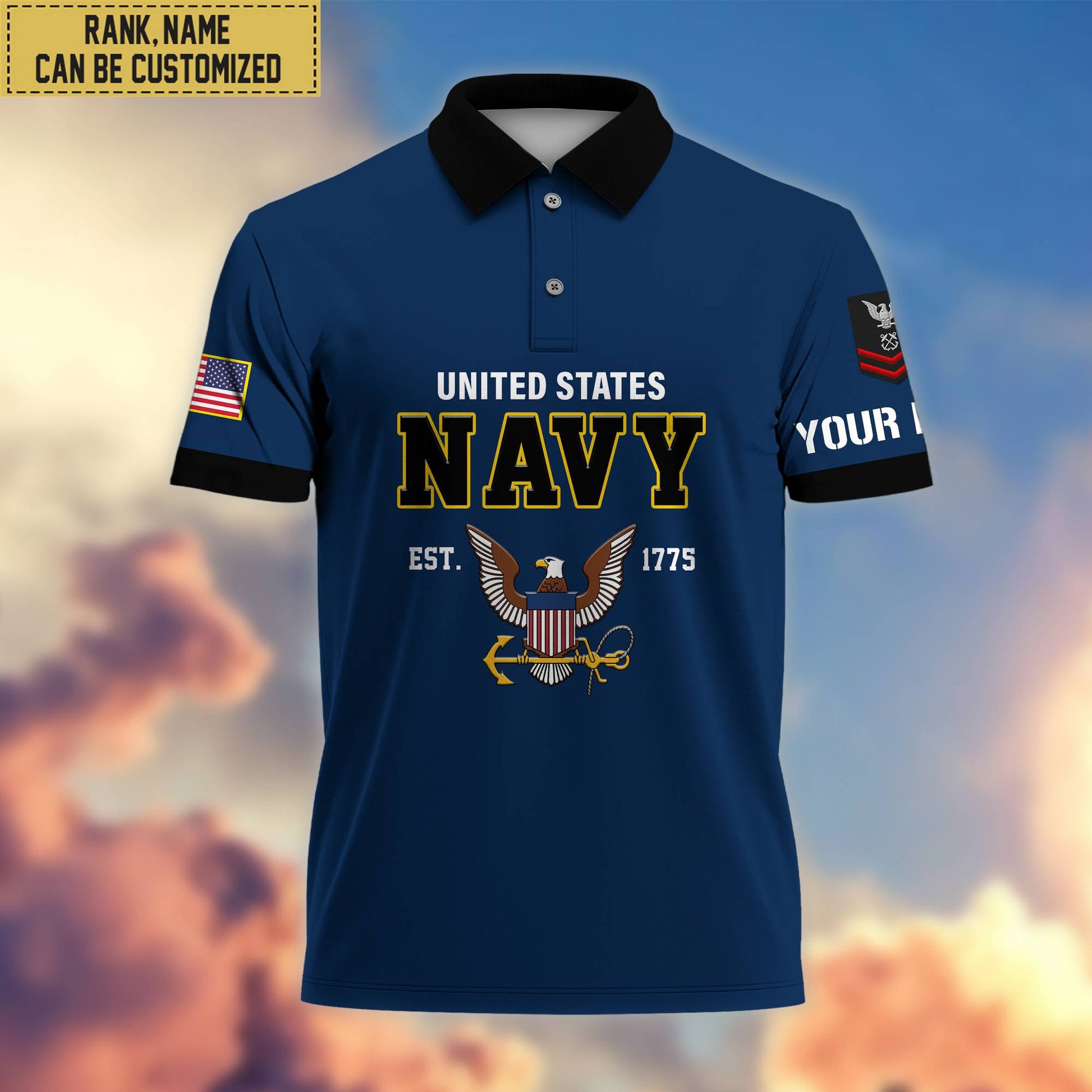 Premium Custom US Navy Polo Shirt, Gifts For Veterans Day, Father's Day, Gifts for Navy Veteran VPVC202802