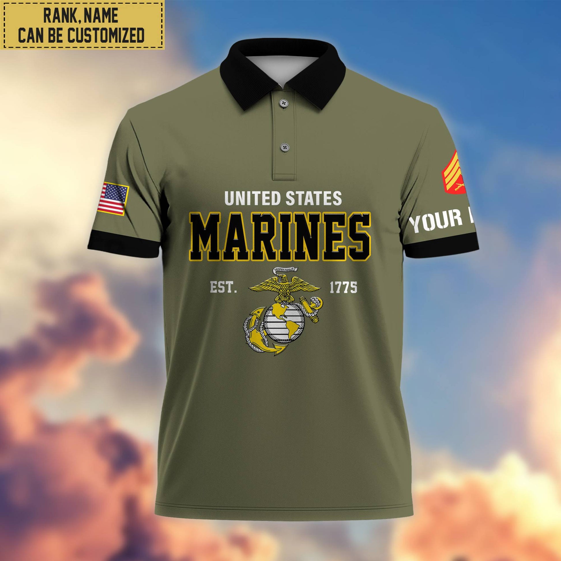 Premium Custom USMC Polo Shirt, Gifts For Veterans Day, Father's Day, Gifts for Marine Veteran VPVC202803