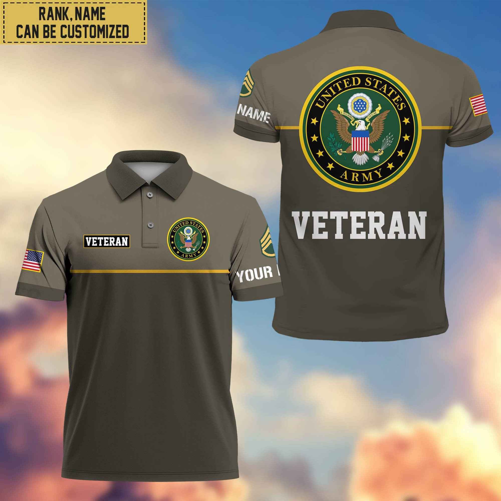 Premium Custom US Army Polo Shirt, Gifts For Veterans Day, Father's Day, Gifts for Army Veteran VPVC202901