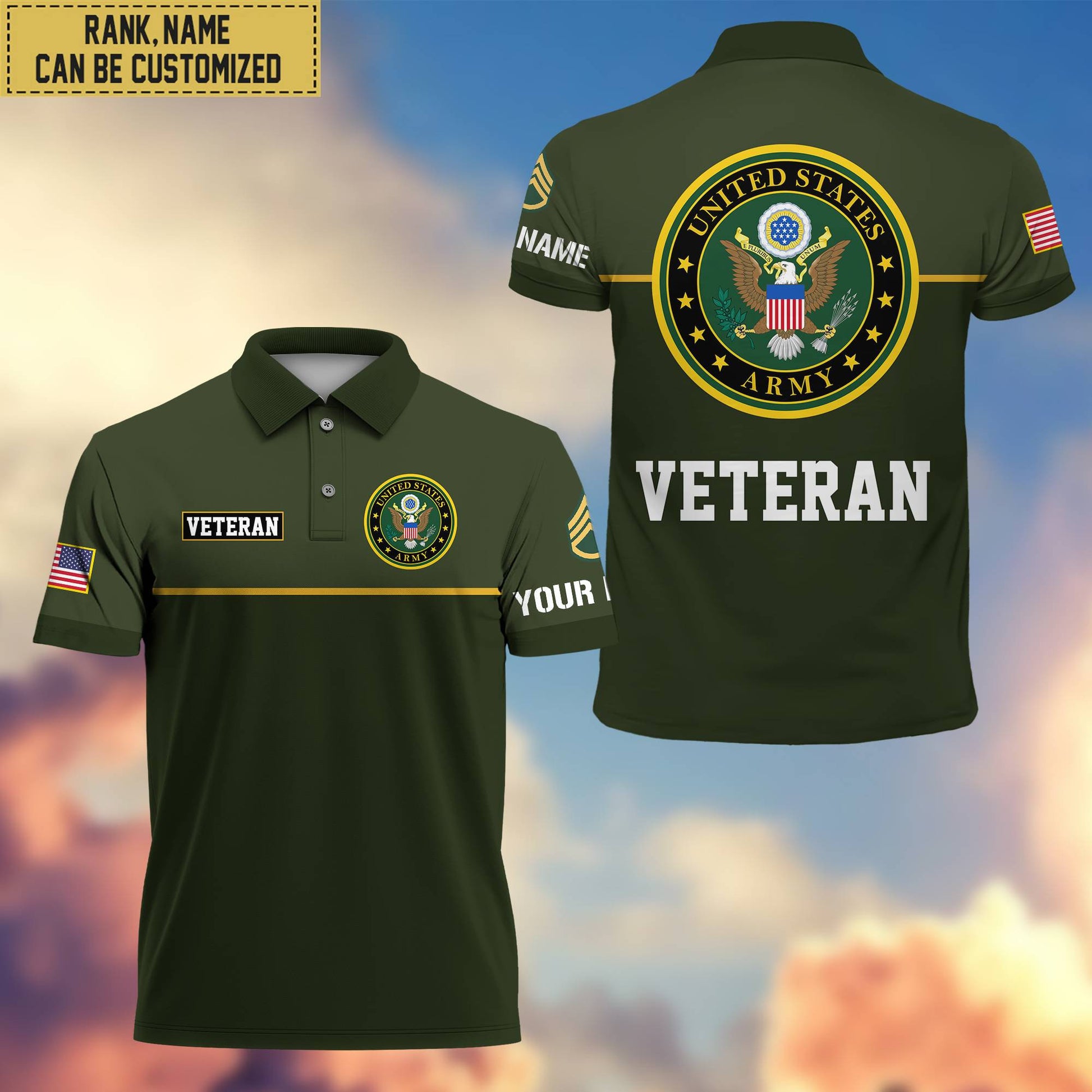 Premium Custom US Army Polo Shirt, Gifts For Veterans Day, Father's Day, Gifts for Army Veteran VPVC202901