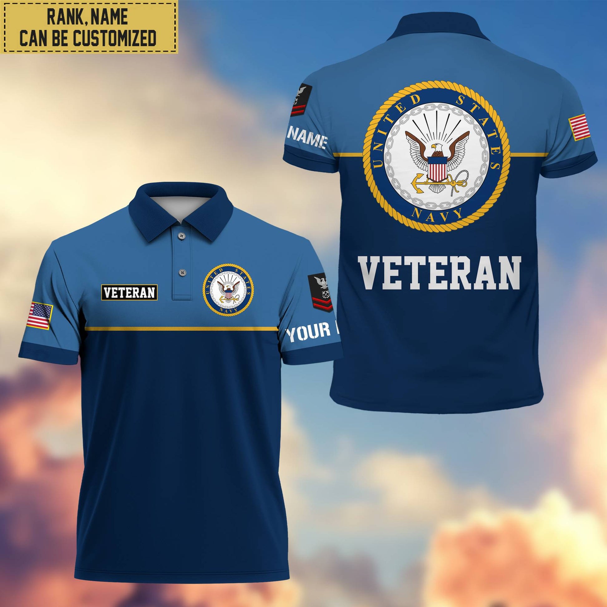 Premium Custom US Navy Polo Shirt, Gifts For Veterans Day, Father's Day, Gifts for Navy Veteran VPVC202902
