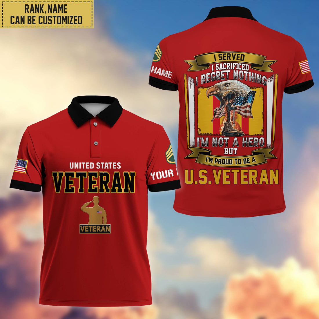 Premium Custom US Veteran Polo Shirt, Gifts For Veterans Day, Father's Day, Gifts for US Veteran VPVC202807