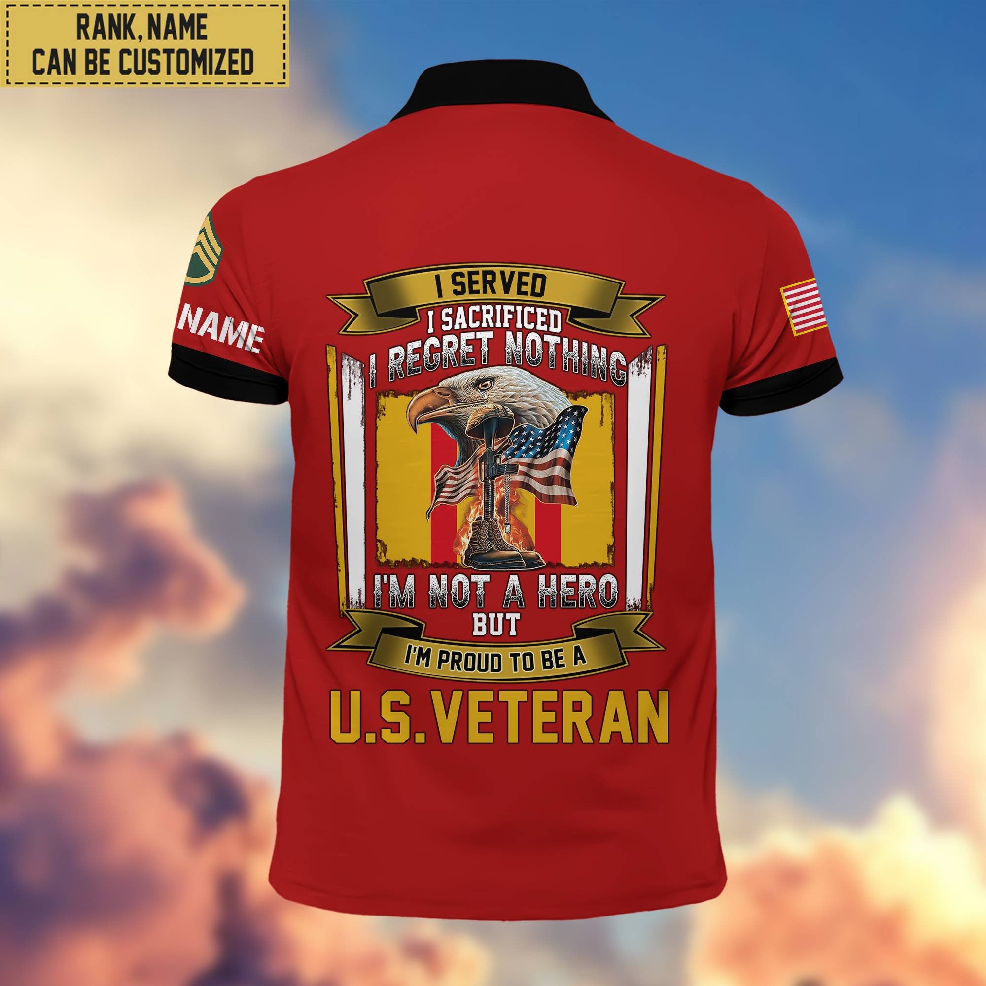 Premium Custom US Veteran Polo Shirt, Gifts For Veterans Day, Father's Day, Gifts for US Veteran VPVC202807