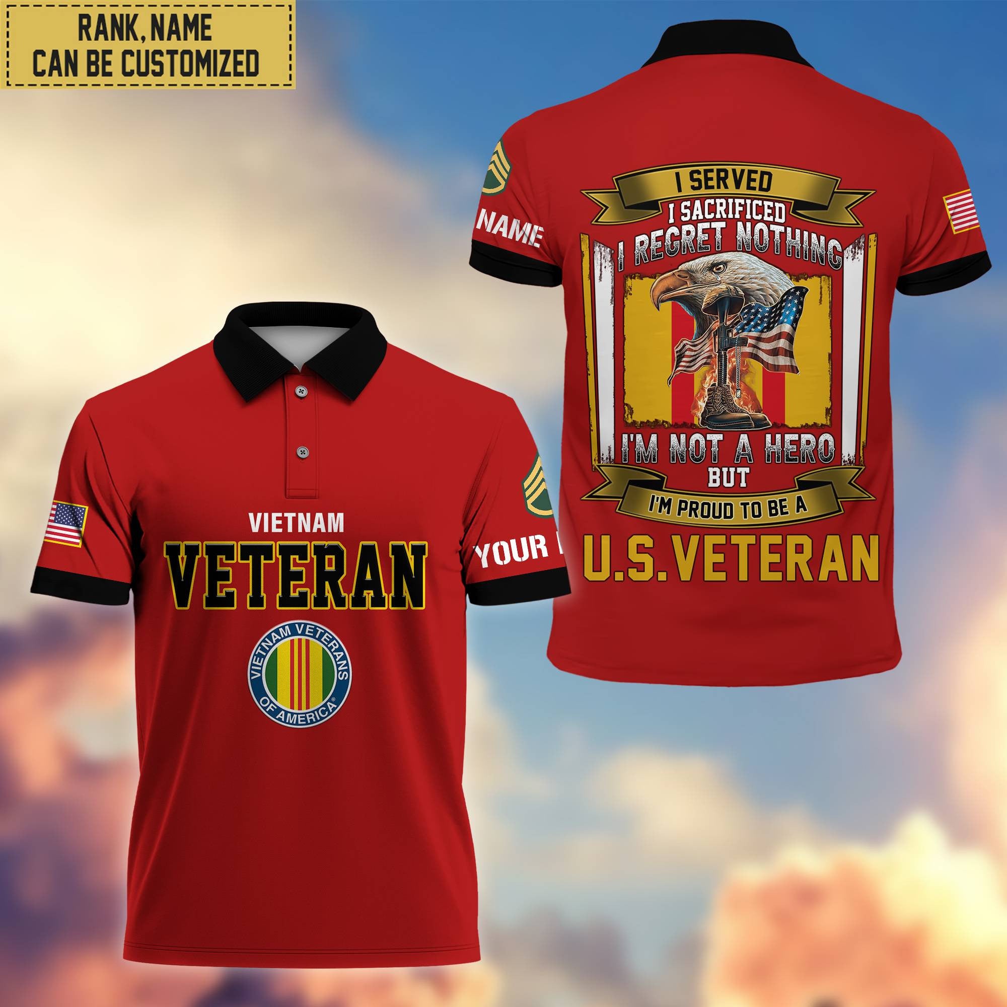 Premium Custom Vietnam Veteran Polo Shirt, Gifts For Veterans Day, Father's Day, Gifts for Vietnam Veteran VPVC202806
