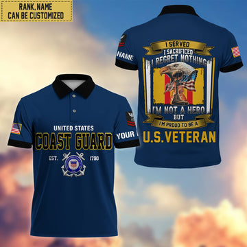 Premium Custom USCG Polo Shirt, Gifts For Veterans Day, Father's Day, Gifts for Coast Guard Veteran VPVC202805