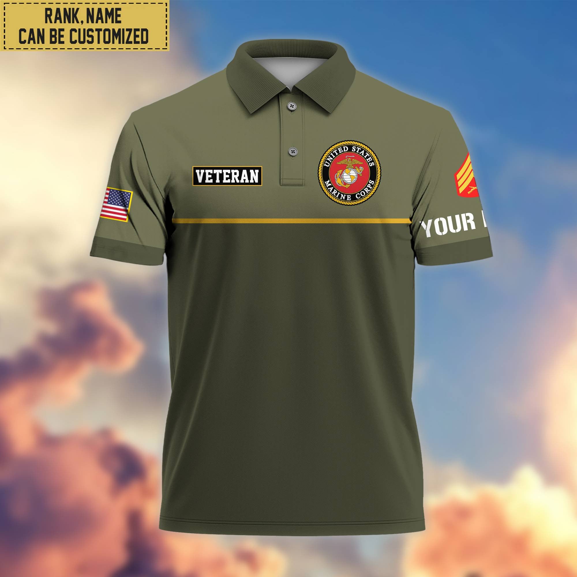 Premium Custom USMC Polo Shirt, Gifts For Veterans Day, Father's Day, Gifts for Marine Veteran VPVC202903
