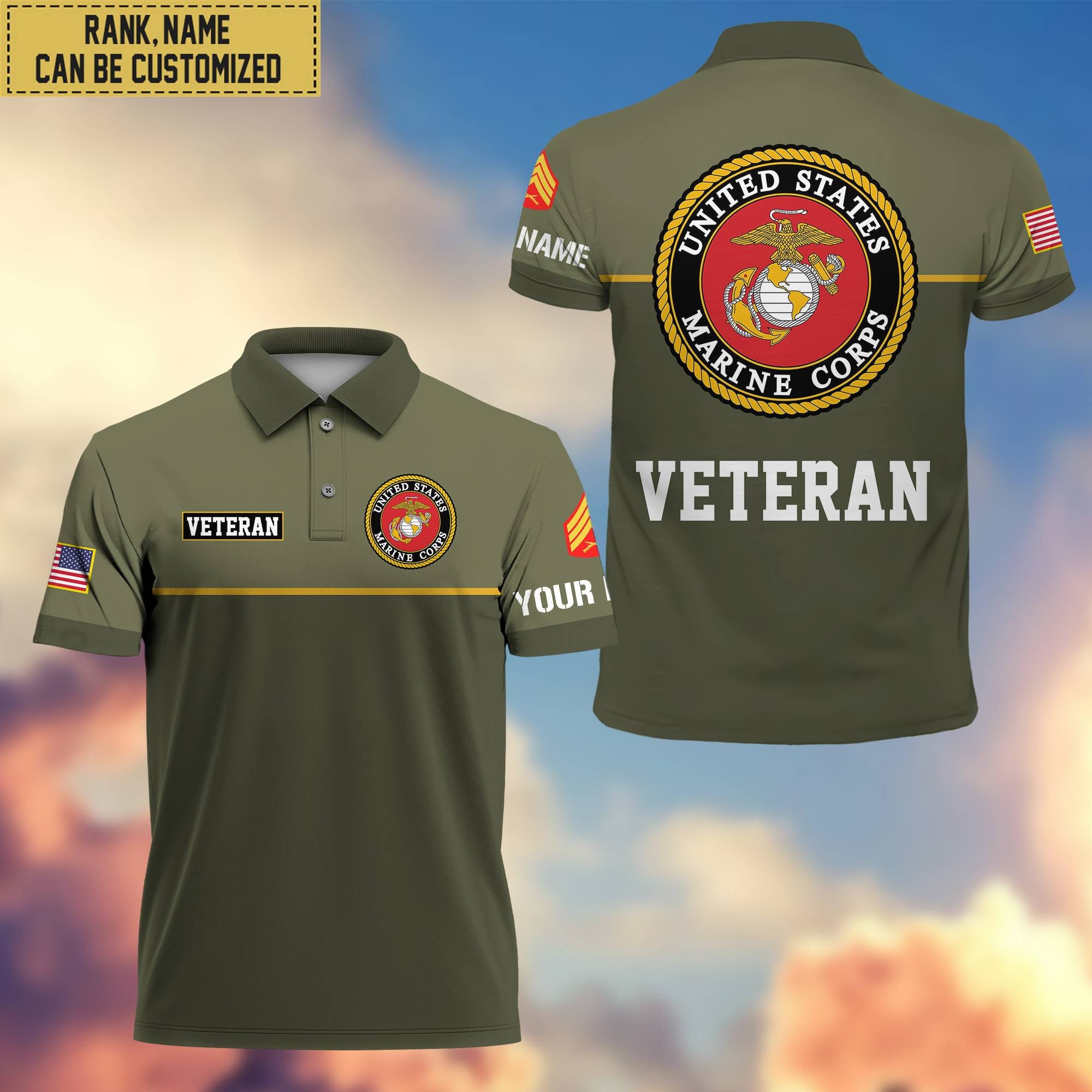 Premium Custom USMC Polo Shirt, Gifts For Veterans Day, Father's Day, Gifts for Marine Veteran VPVC202903