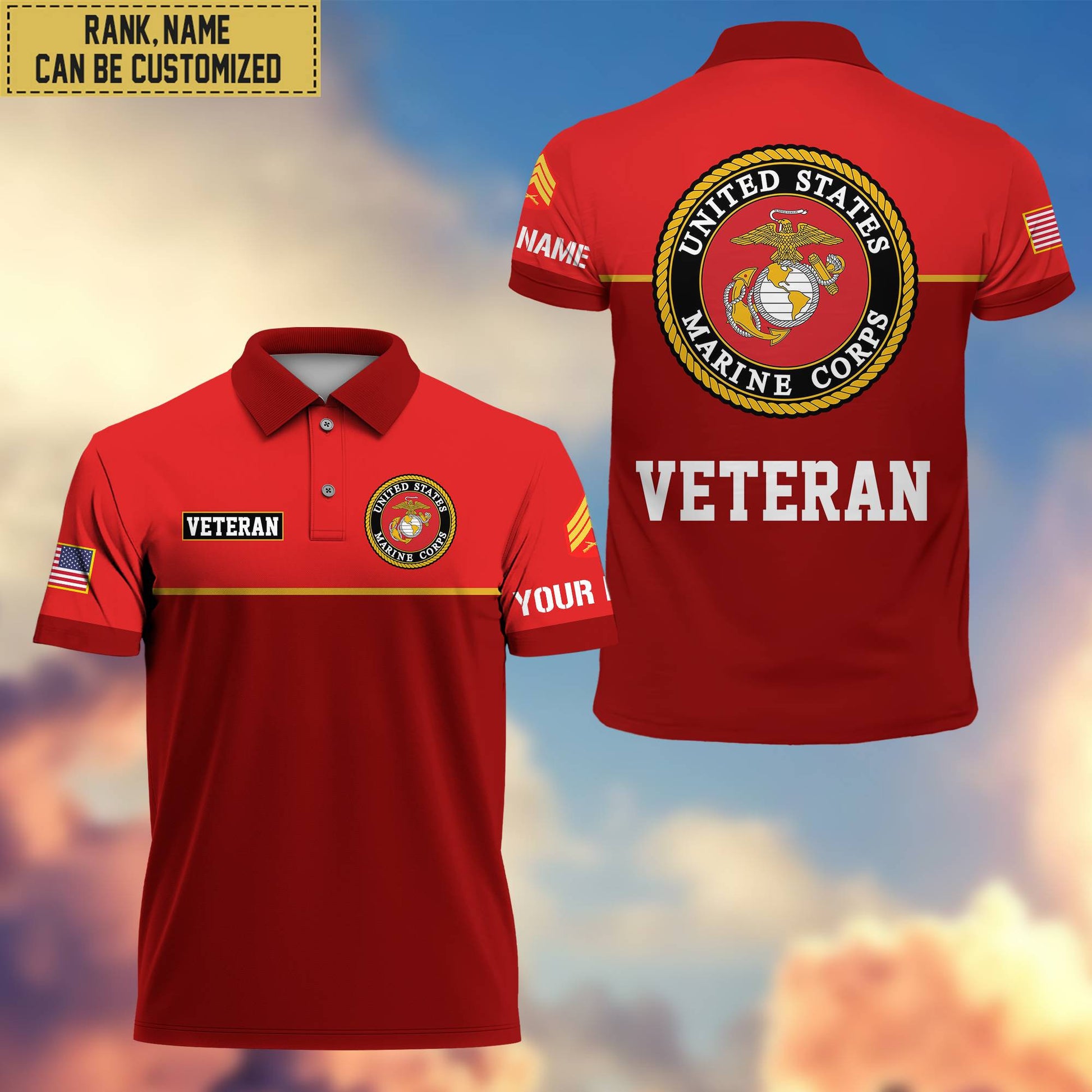 Premium Custom USMC Polo Shirt, Gifts For Veterans Day, Father's Day, Gifts for Marine Veteran VPVC202903