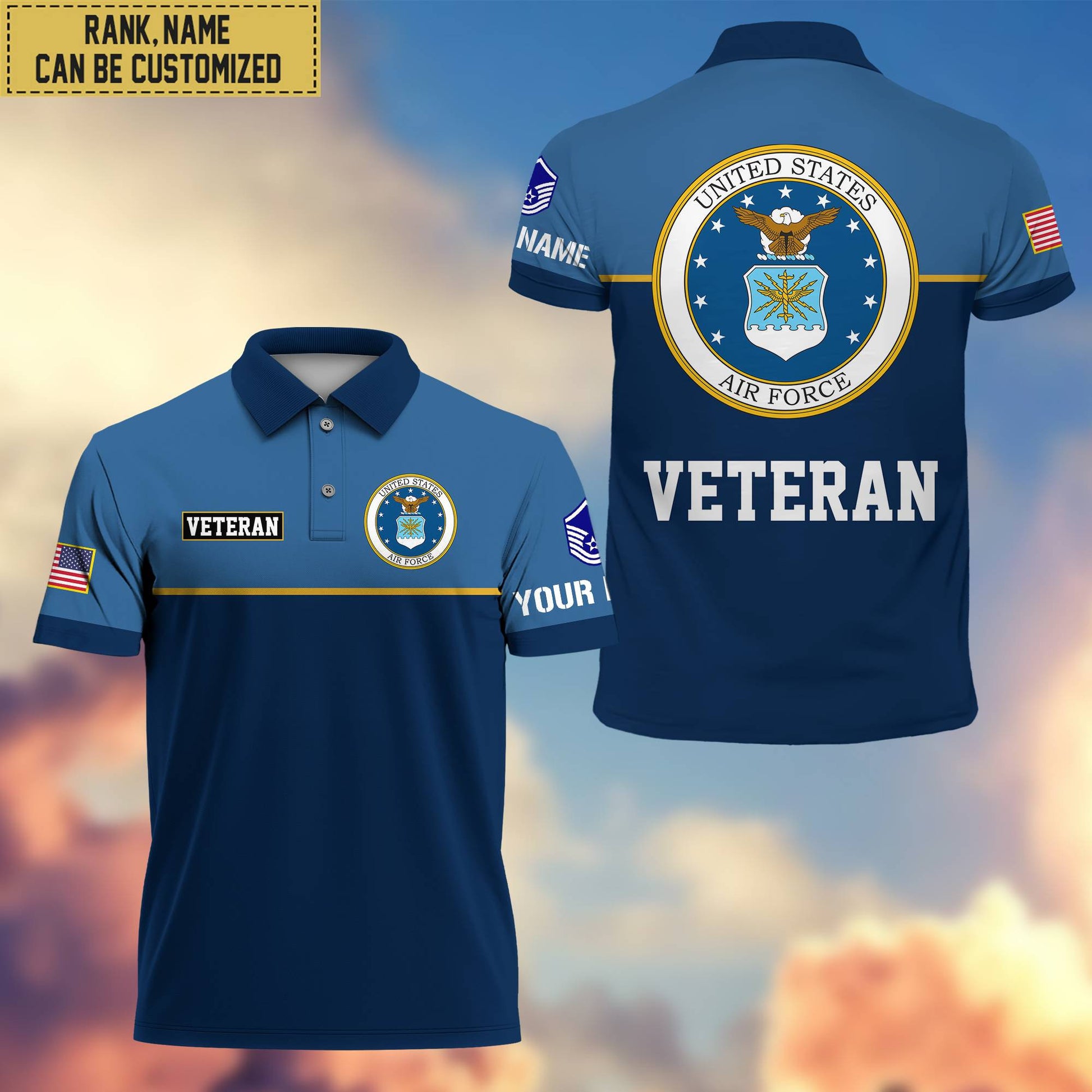 Premium Custom USAF Polo Shirt, Gifts For Veterans Day, Father's Day, Gifts for Air Force Veteran VPVC202904