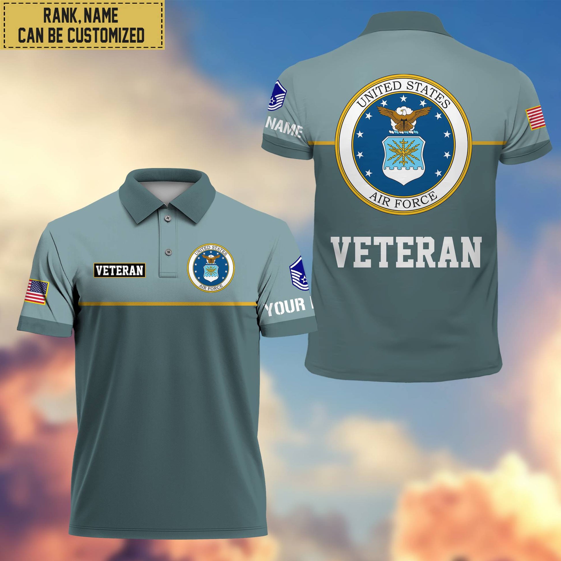 Premium Custom USAF Polo Shirt, Gifts For Veterans Day, Father's Day, Gifts for Air Force Veteran VPVC202904