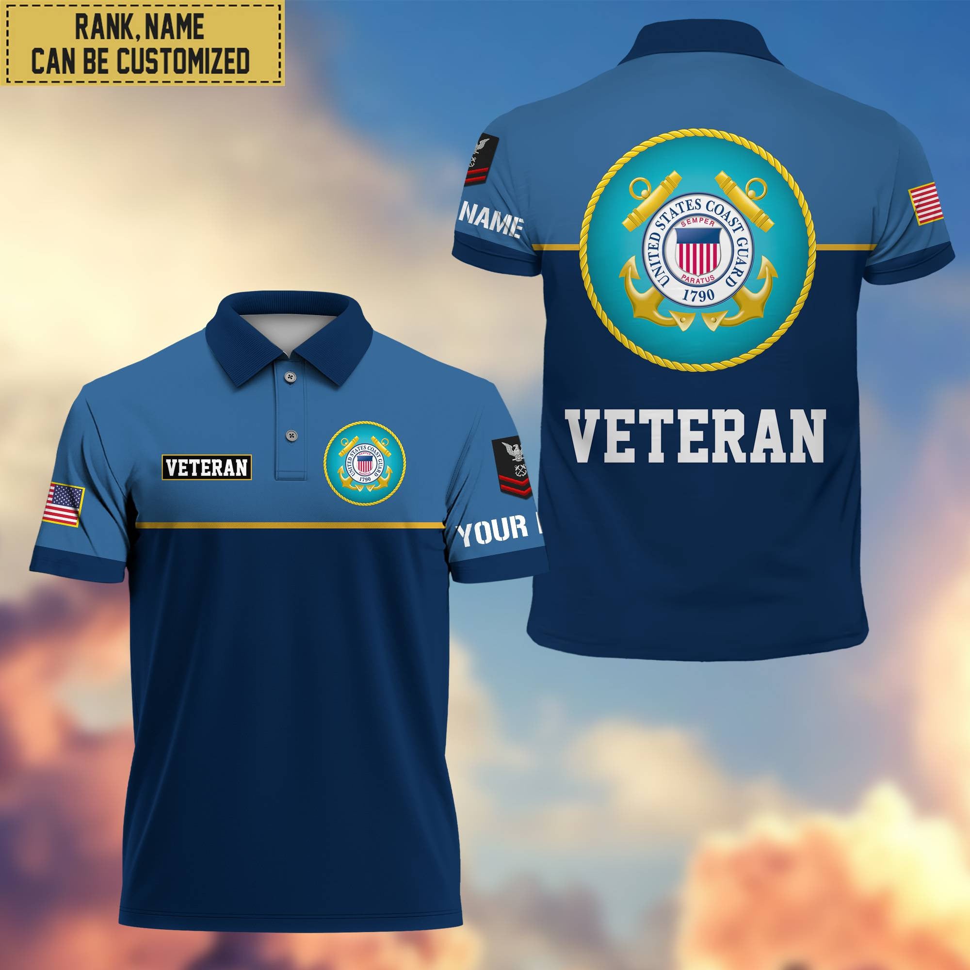 Premium Custom USCG Polo Shirt, Gifts For Veterans Day, Father's Day, Gifts for Coast Guard Veteran VPVC202905