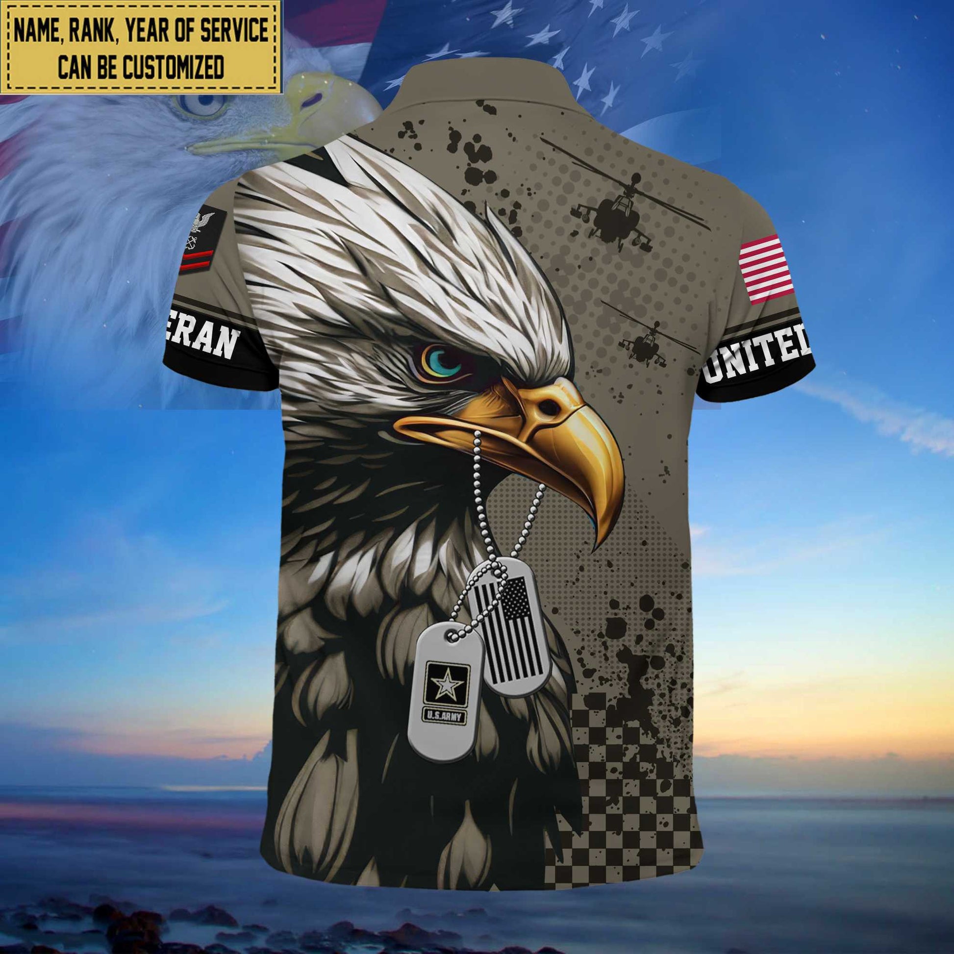 Premium Custom US Army Polo Shirt, Gifts For Dad, For Husband Army Veteran VPVC203001