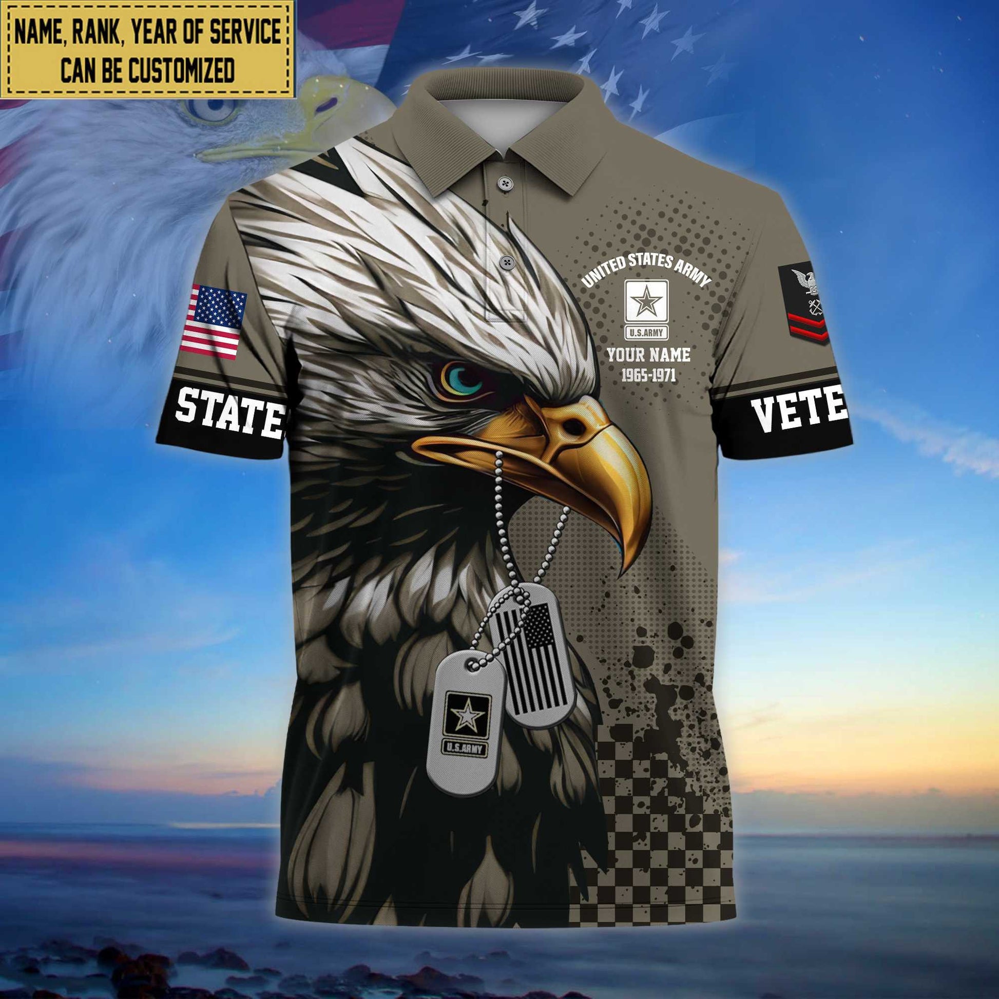 Premium Custom US Army Polo Shirt, Gifts For Dad, For Husband Army Veteran VPVC203001