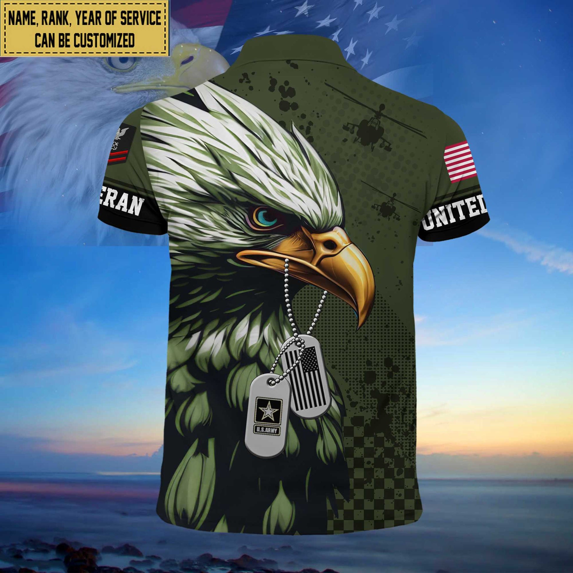 Premium Custom US Army Polo Shirt, Gifts For Dad, For Husband Army Veteran VPVC203001