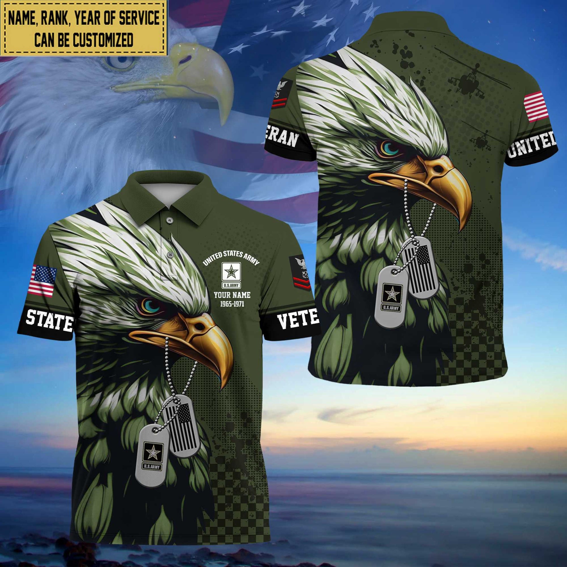 Premium Custom US Army Polo Shirt, Gifts For Dad, For Husband Army Veteran VPVC203001