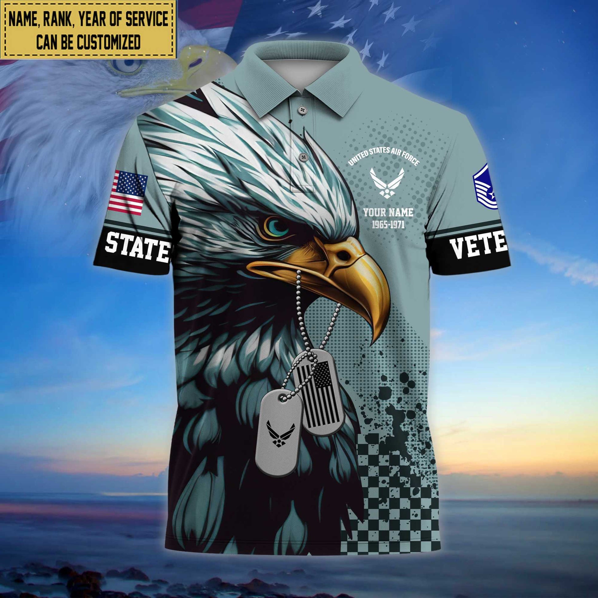 Premium Custom USAF Polo Shirt, Gifts For Dad, For Husband Air Force Veteran VPVC203004