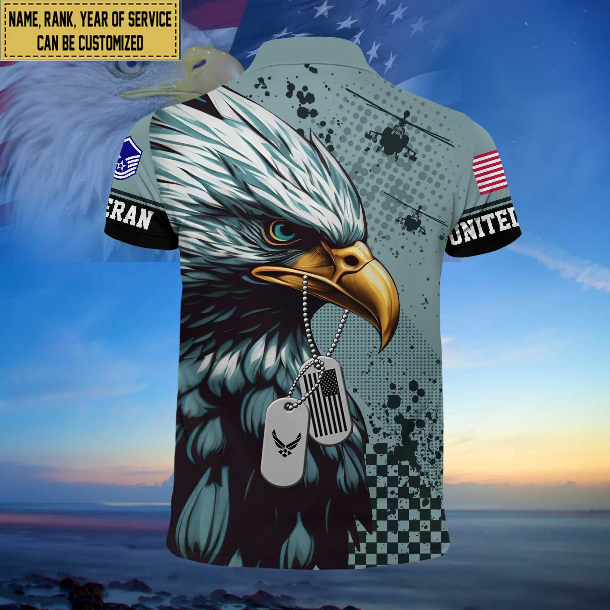 Premium Custom USAF Polo Shirt, Gifts For Dad, For Husband Air Force Veteran VPVC203004