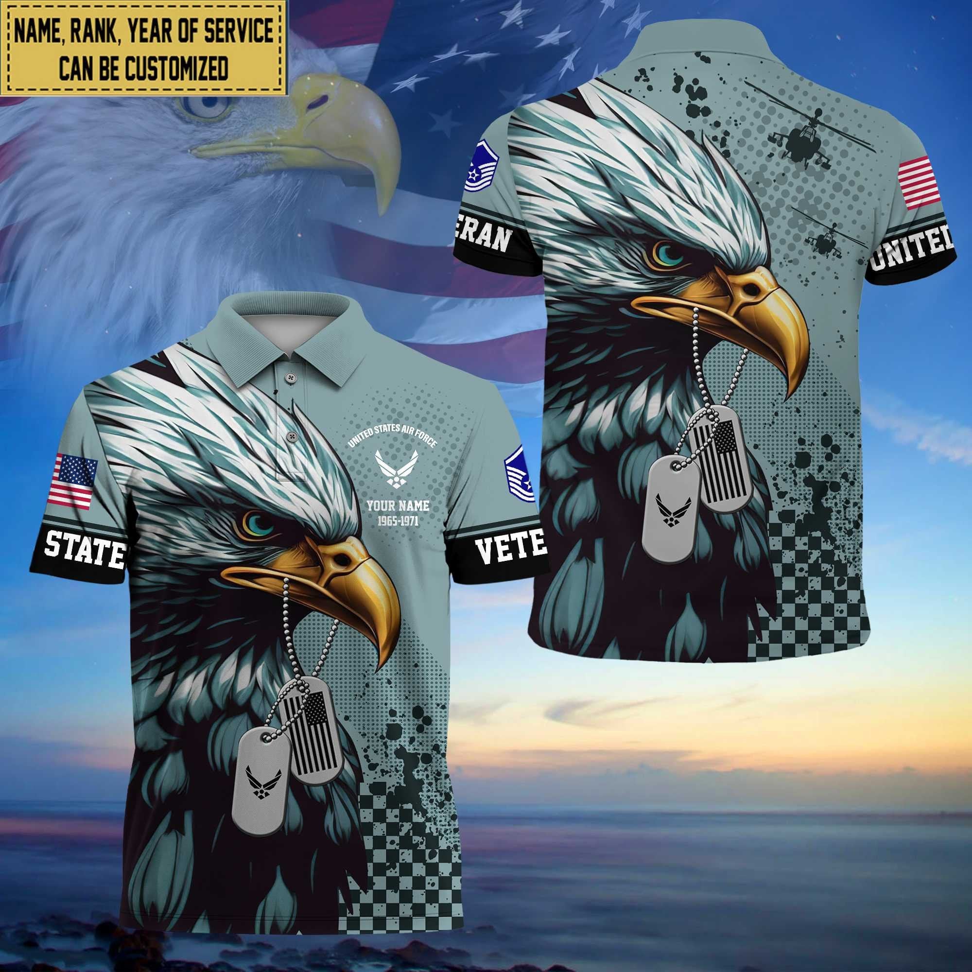 Premium Custom USAF Polo Shirt, Gifts For Dad, For Husband Air Force Veteran VPVC203004