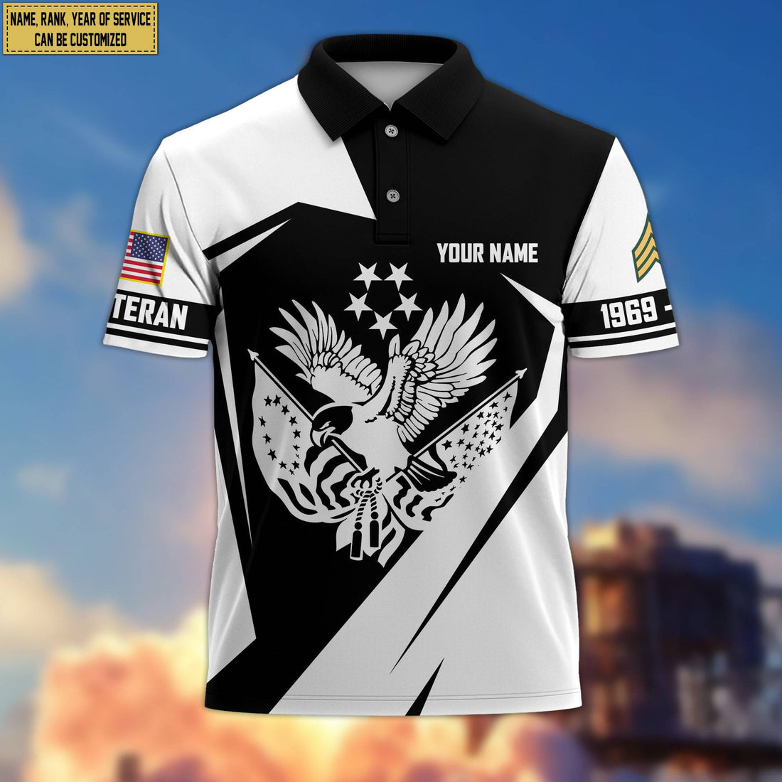 Premium Custom Name, Rank US Veteran Polo Shirt, Gifts for US Veteran, Gifts for Veterans Day, Father's Day VPVC203307