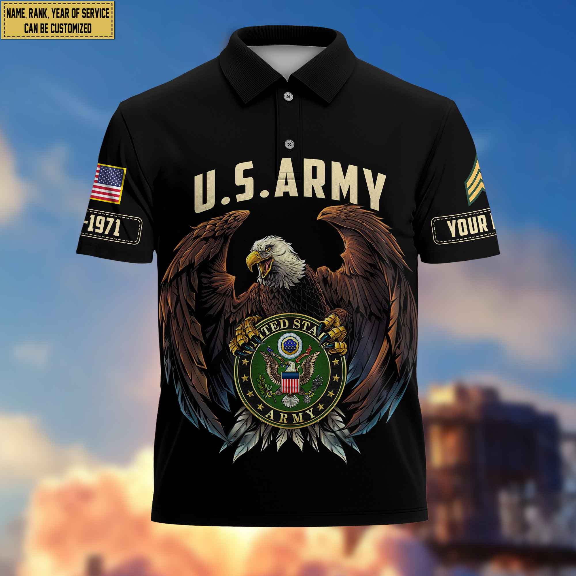 Premium Custom US Army Polo Shirt, Gifts For Veterans Day, Father's Day, Gifts for Army Veteran VPVC203501
