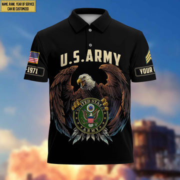 Premium Custom US Army Polo Shirt, Gifts For Veterans Day, Father's Day, Gifts for Army Veteran VPVC203501