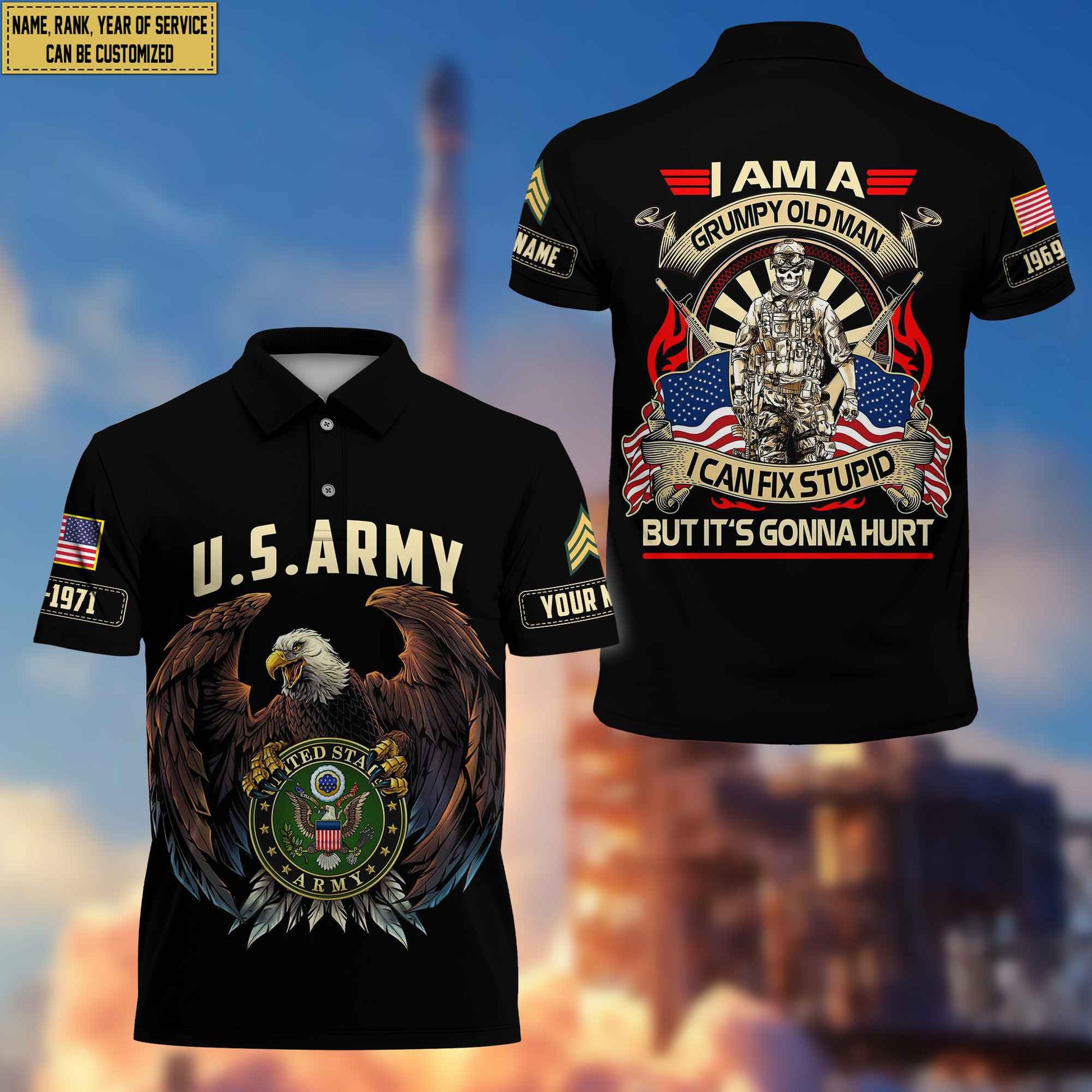 Premium Custom US Army Polo Shirt, Gifts For Veterans Day, Father's Day, Gifts for Army Veteran VPVC203501