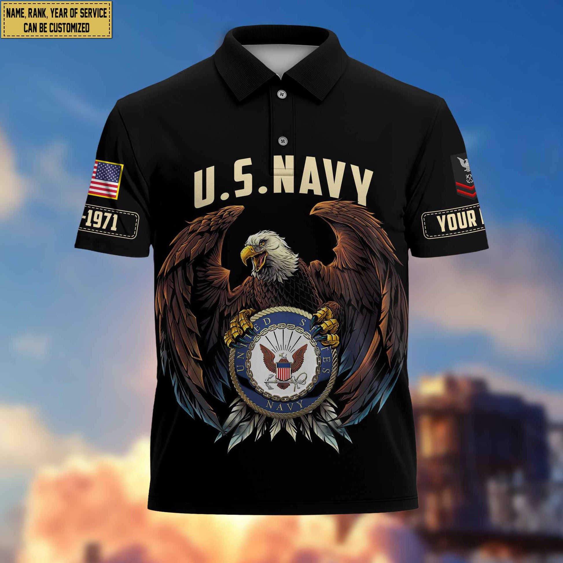 Premium Custom US Navy Polo Shirt, Gifts For Veterans Day, Father's Day, Gifts for Navy Veteran VPVC203502
