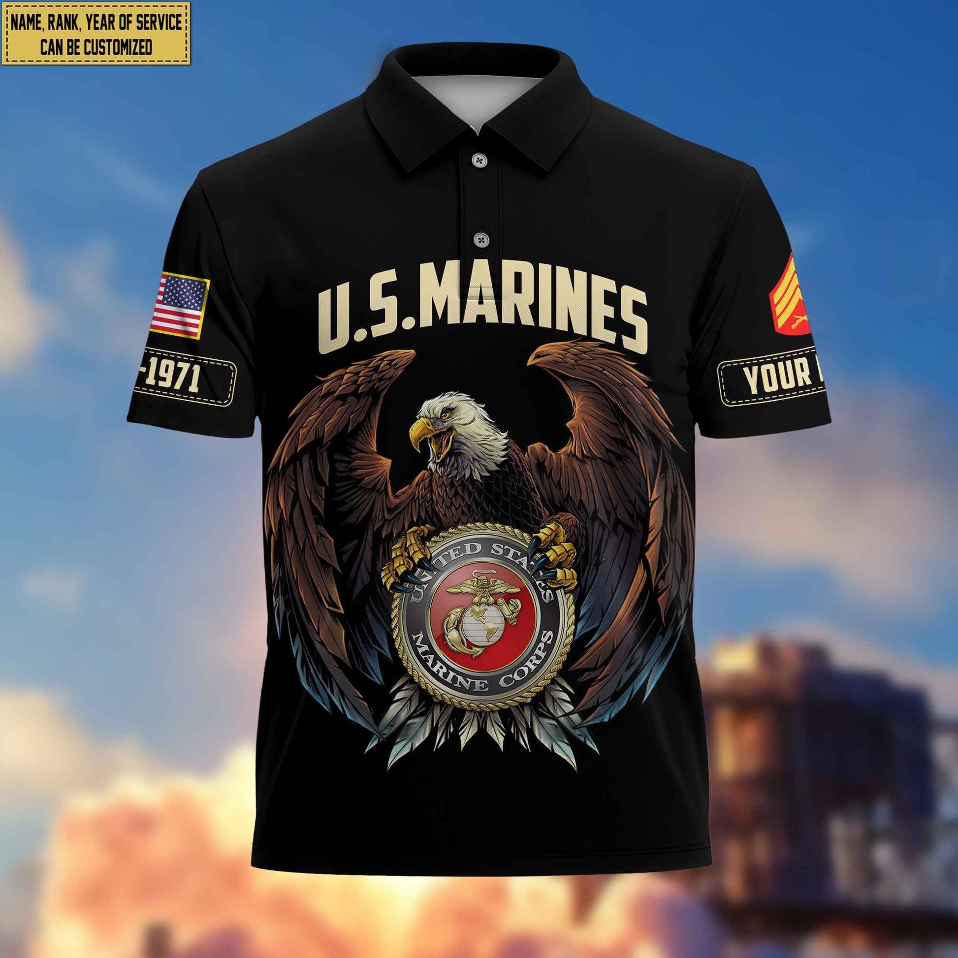 Premium Custom USMC Polo Shirt, Gifts For Veterans Day, Father's Day, Gifts for Marine Veteran VPVC203503