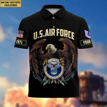 Premium Custom USAF Polo Shirt, Gifts For Veterans Day, Father's Day, Gifts for Air Force Veteran VPVC203504