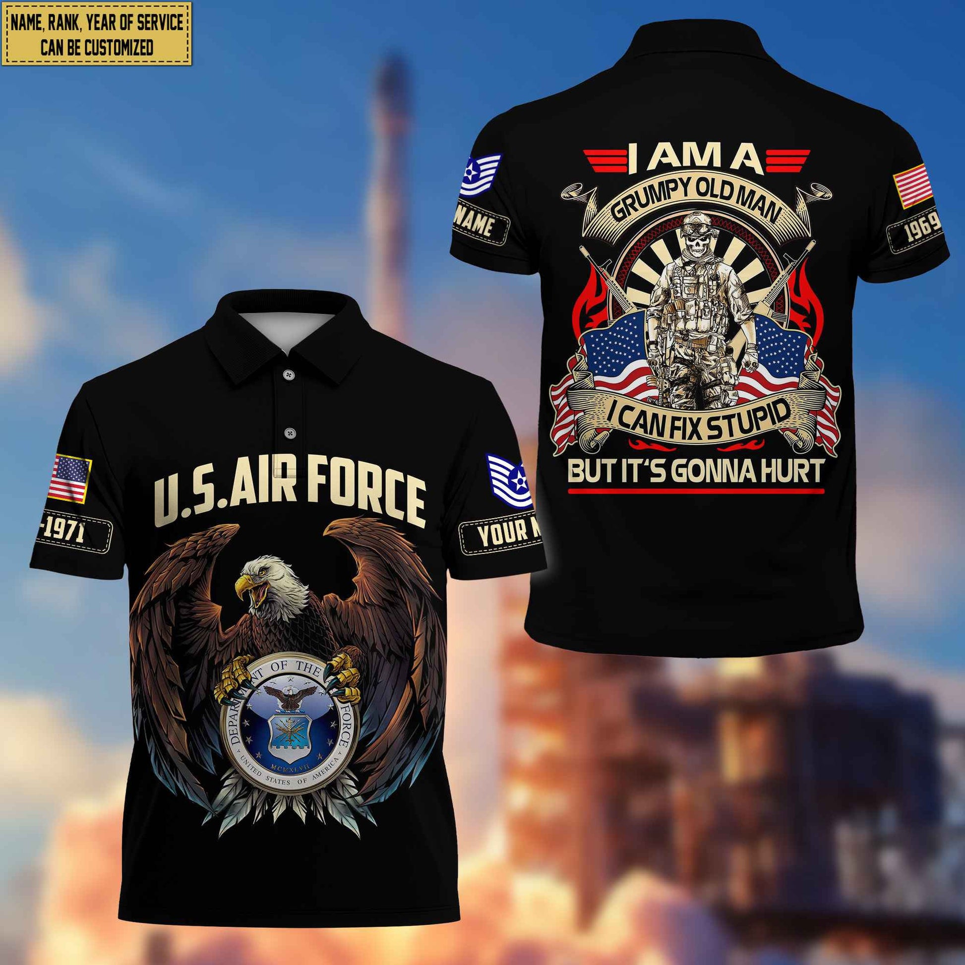 Premium Custom USAF Polo Shirt, Gifts For Veterans Day, Father's Day, Gifts for Air Force Veteran VPVC203504