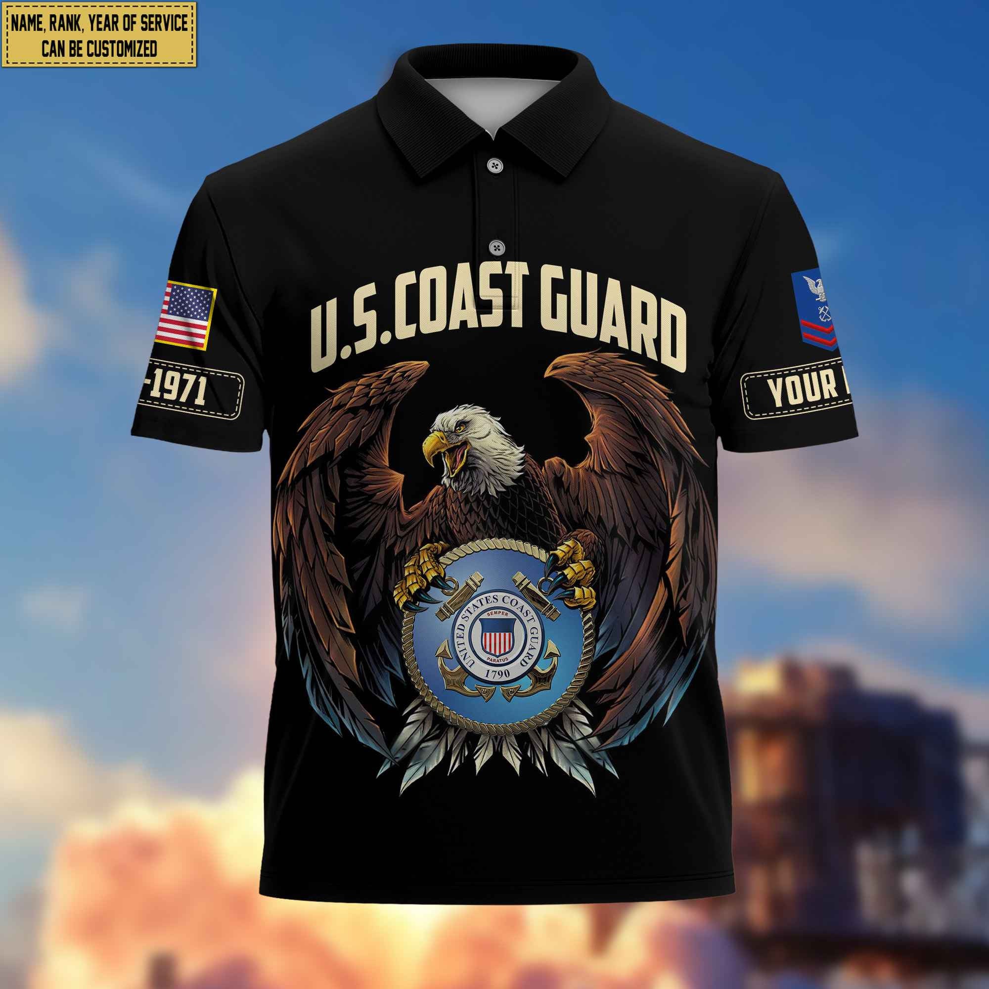 Premium Custom USCG Polo Shirt, Gifts For Veterans Day, Father's Day, Gifts for Coast Guard Veteran VPVC203505