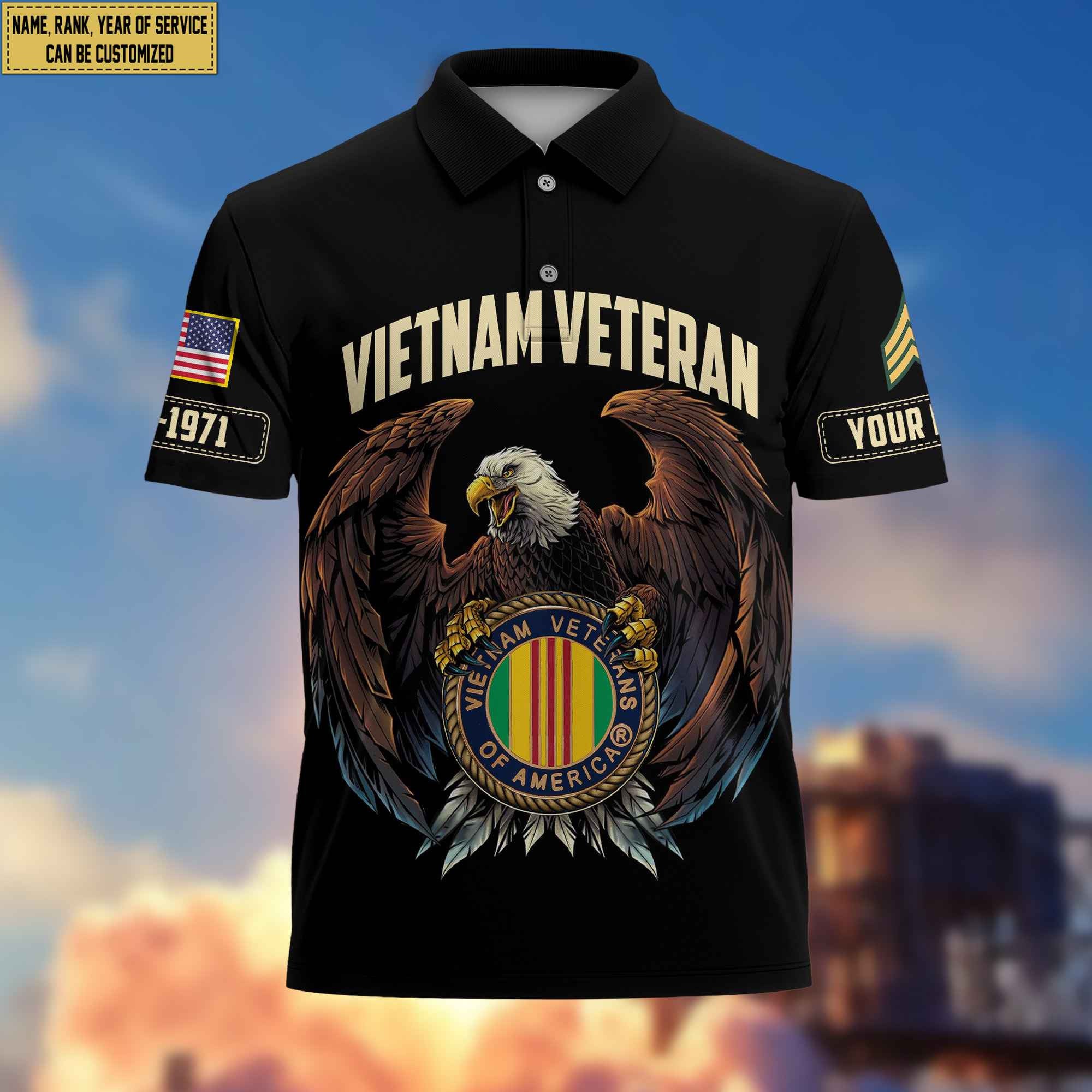 Premium Custom Vietnam Veteran Polo Shirt, Gifts For Veterans Day, Father's Day, Gifts for Vietnam Veteran VPVC203506