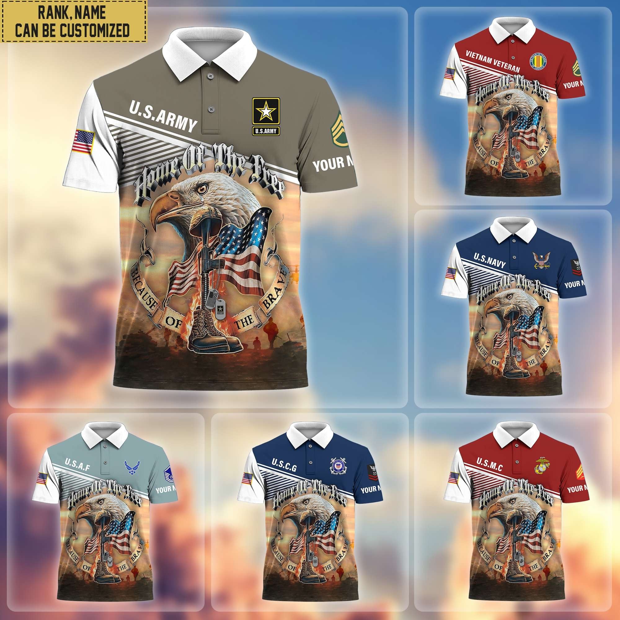 Premium Personalized US Veterans Polo Shirt, Gifts For Independence Day, Veterans Day BPVC150701