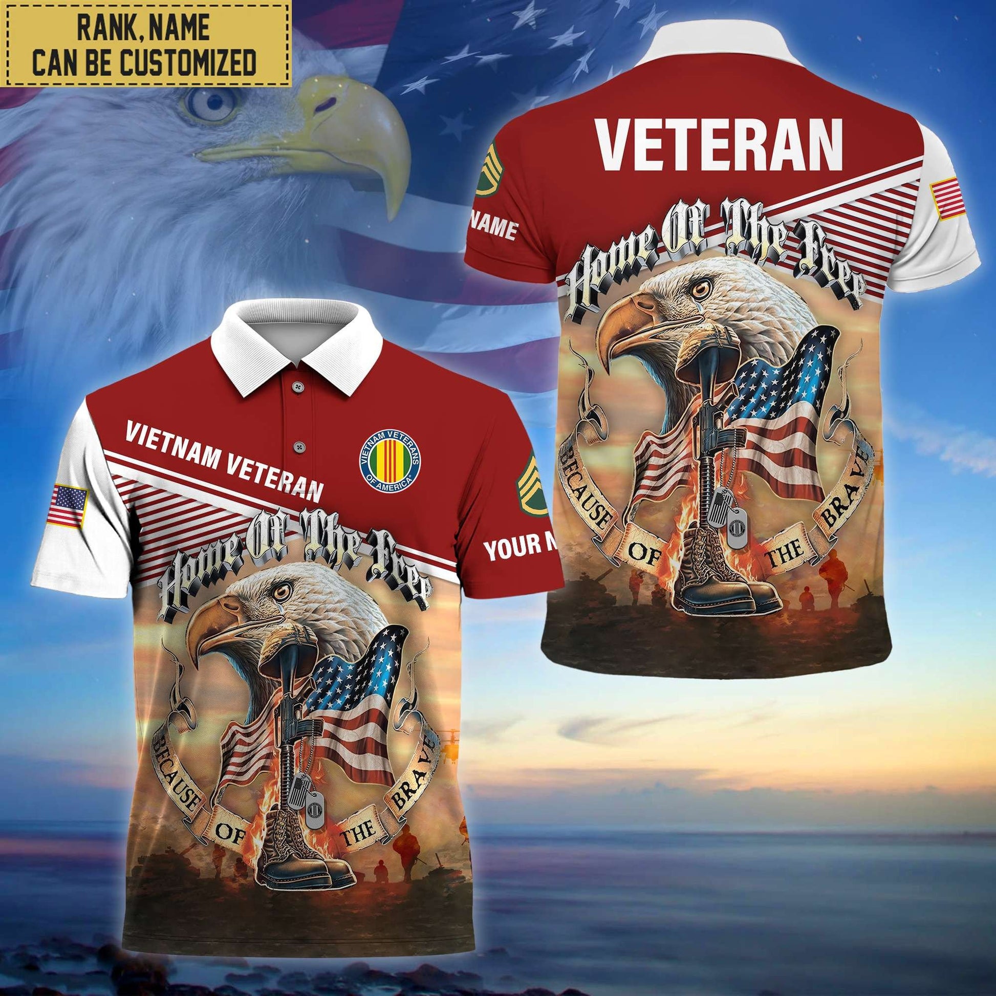 Premium Personalized US Veterans Polo Shirt, Gifts For Independence Day, Veterans Day BPVC150701