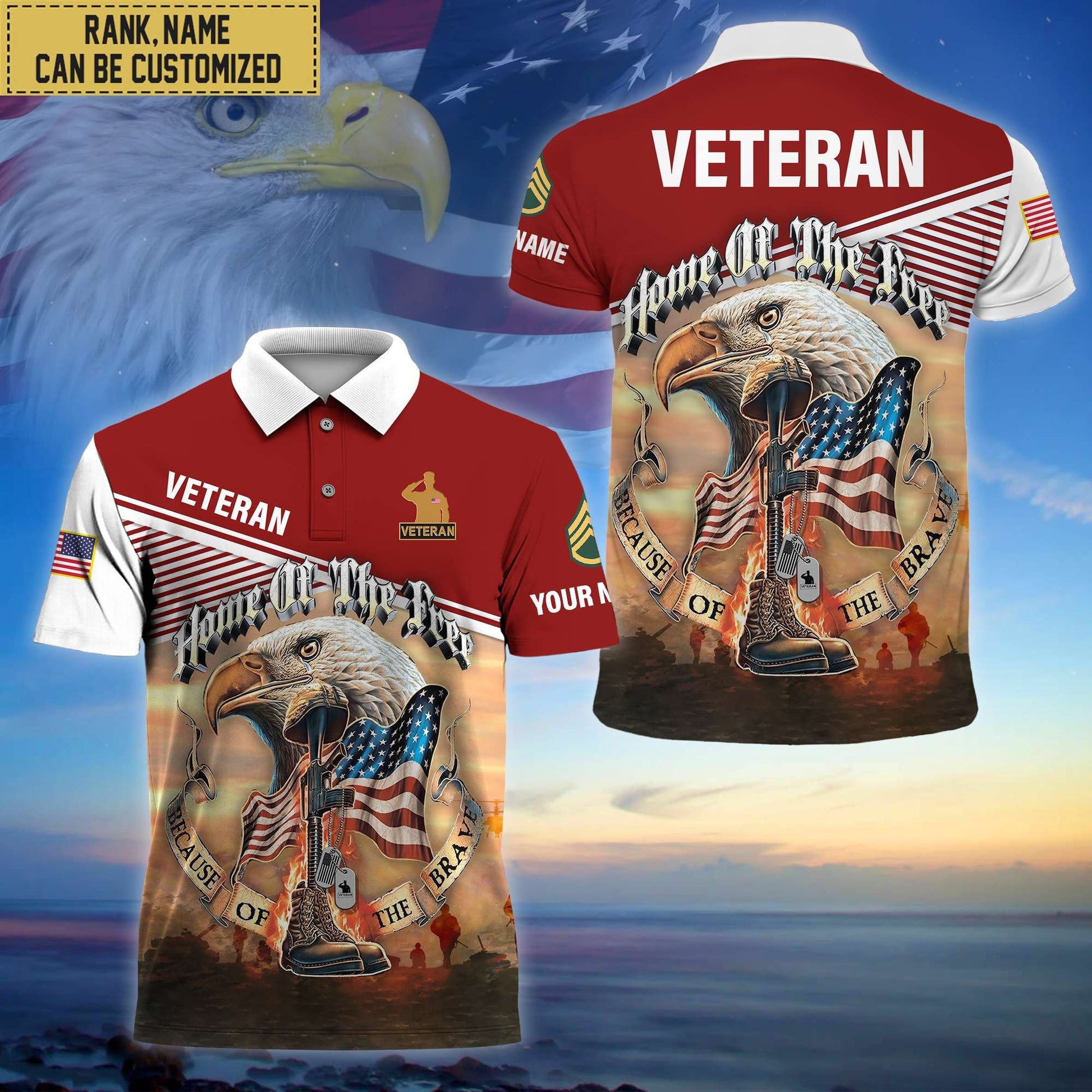 Premium Personalized US Veterans Polo Shirt, Gifts For Independence Day, Veterans Day BPVC150701