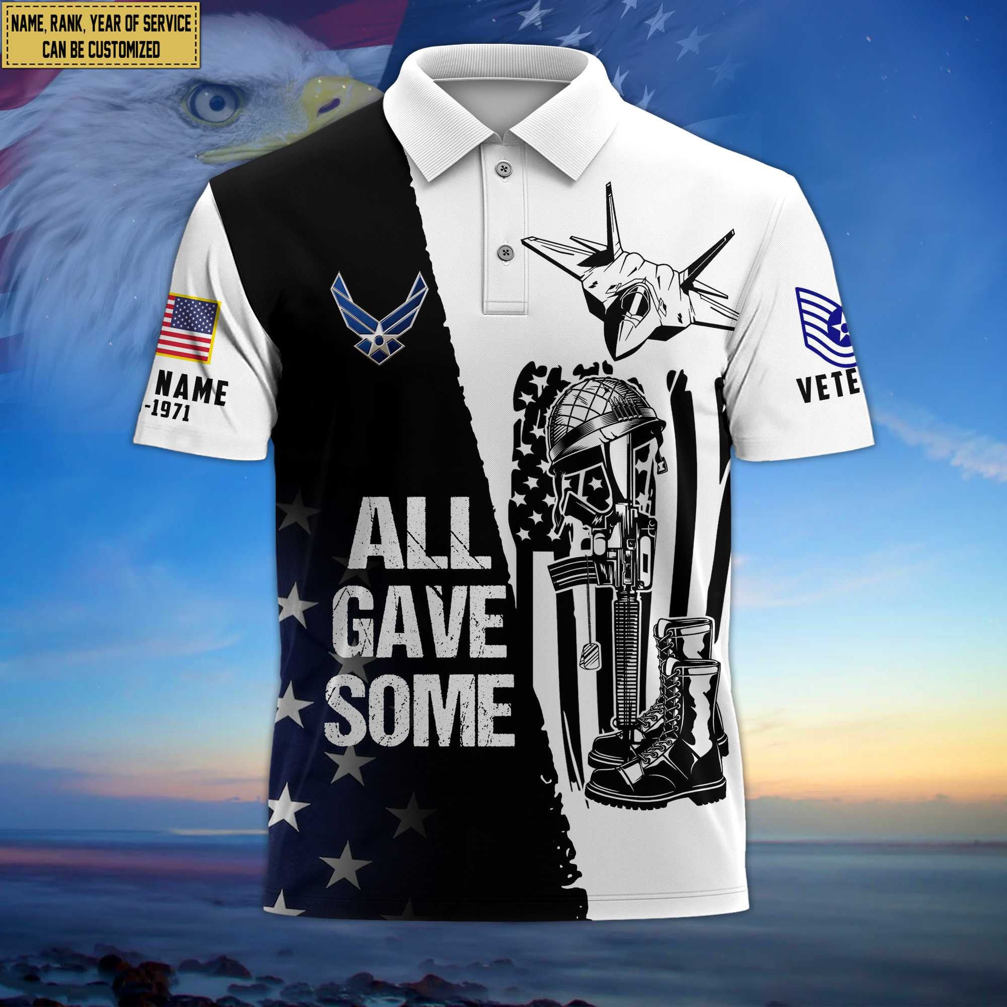 Premium Custom USAF Polo Shirt, Gifts for Air Force Veteran, Gifts For Dad, For Husband VPVC203704