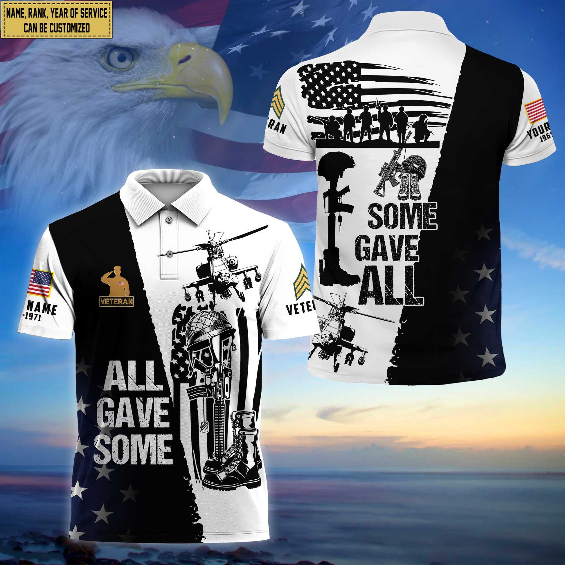 Premium Custom US Veteran Polo Shirt, Gifts for US Veteran, Gifts For Dad, For Husband VPVC203707