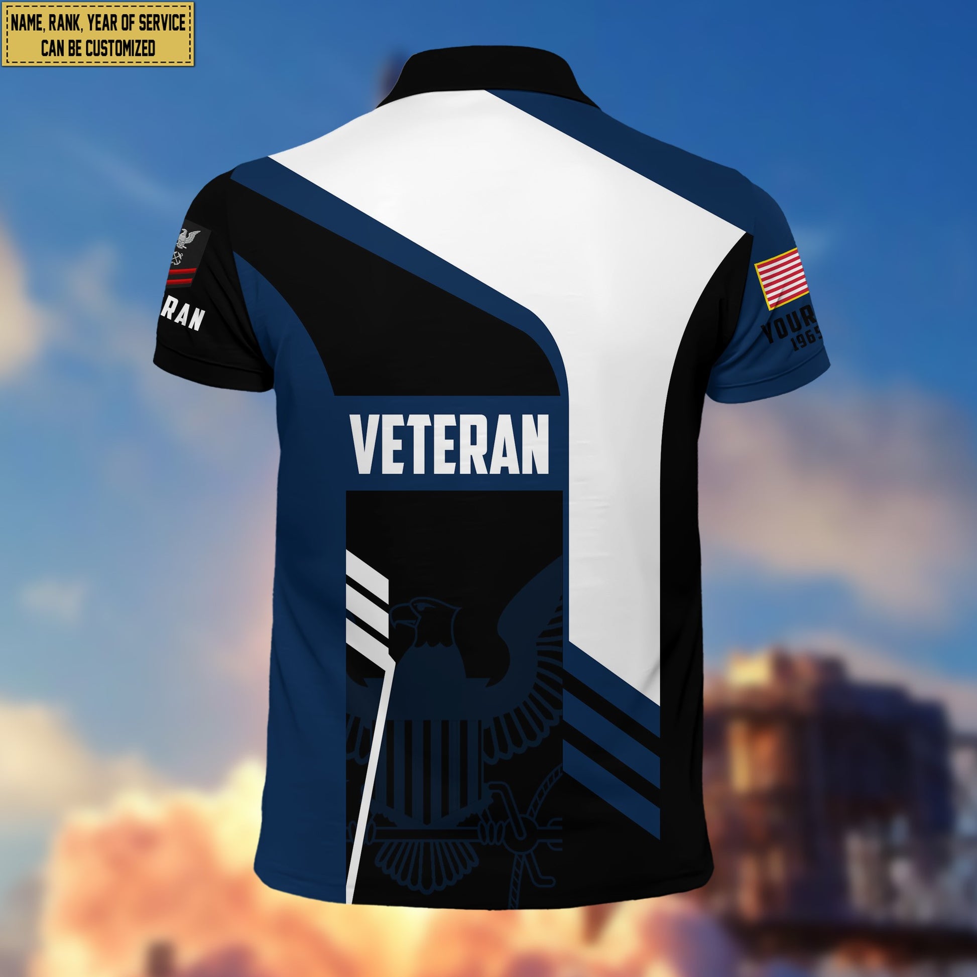 Unique Custom US Navy Polo Shirt, Custom Name, Rank, Gifts for Navy Veteran, Veterans Day, Father's Day VPVC203902