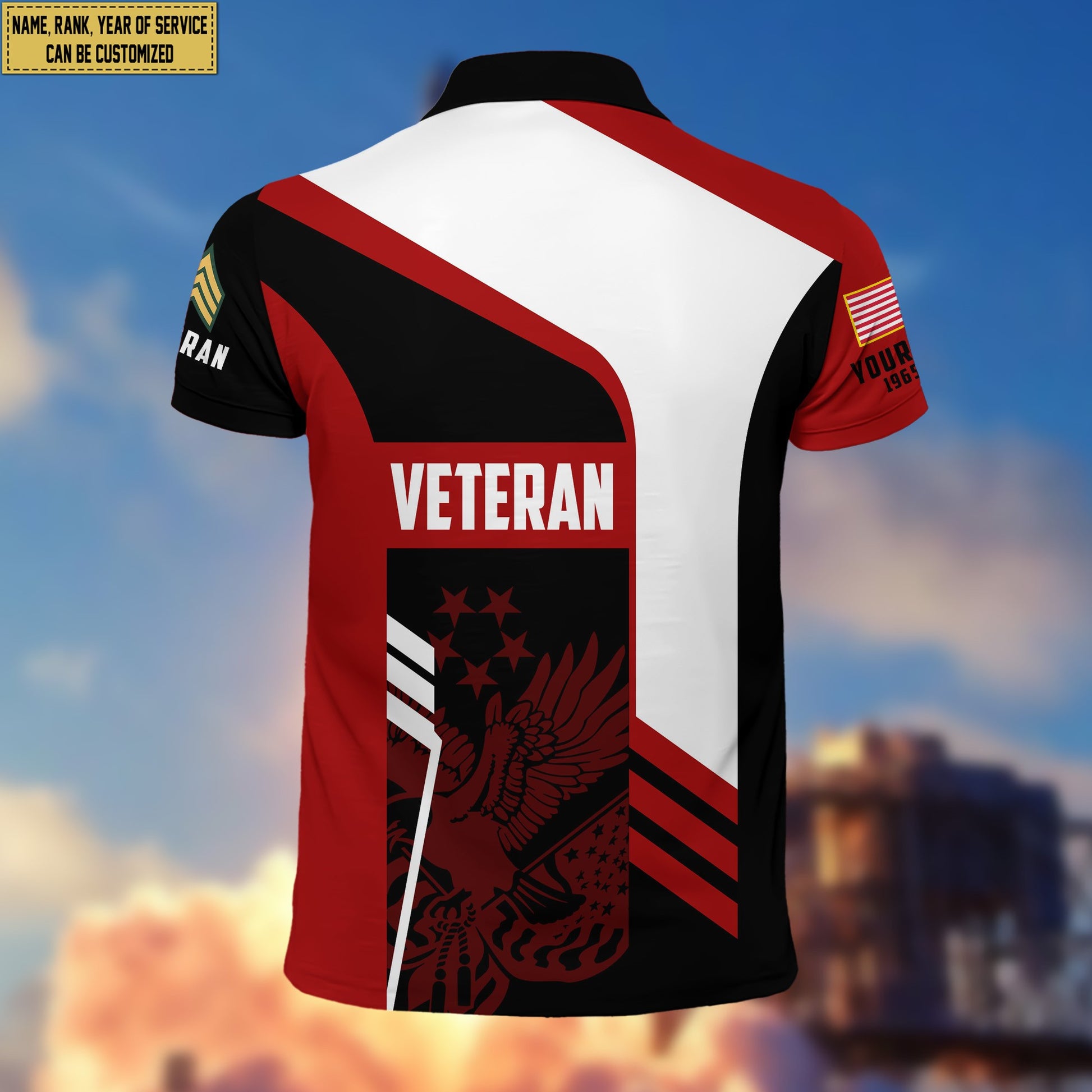 Unique Custom US Veteran Polo Shirt, Custom Name, Rank, Gifts for US Veteran, Veterans Day, Father's Day VPVC203907