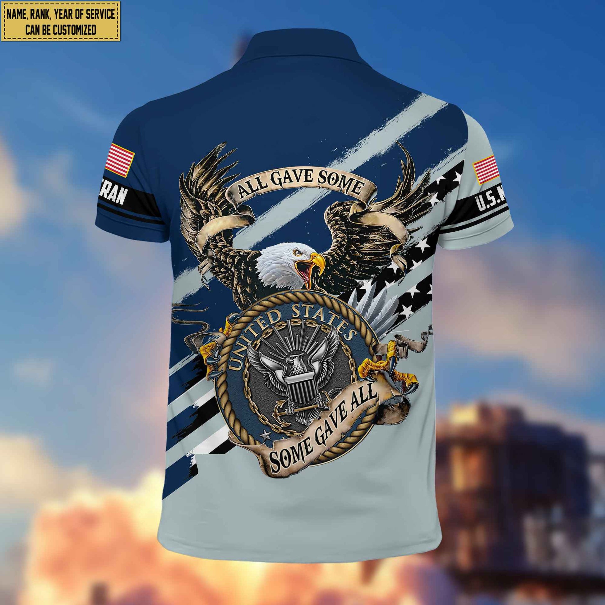 Premium US Navy Veteran Polo Shirt, Custom Name, Rank Gifts For Navy Veteran VPVC204002