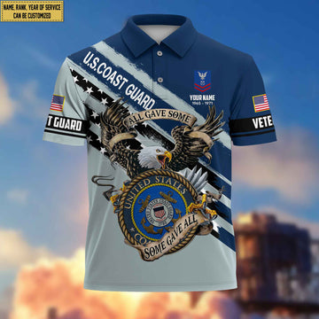 Premium USCG Veteran Polo Shirt, Custom Name, Rank Gifts For Coast Guard Veteran VPVC204005
