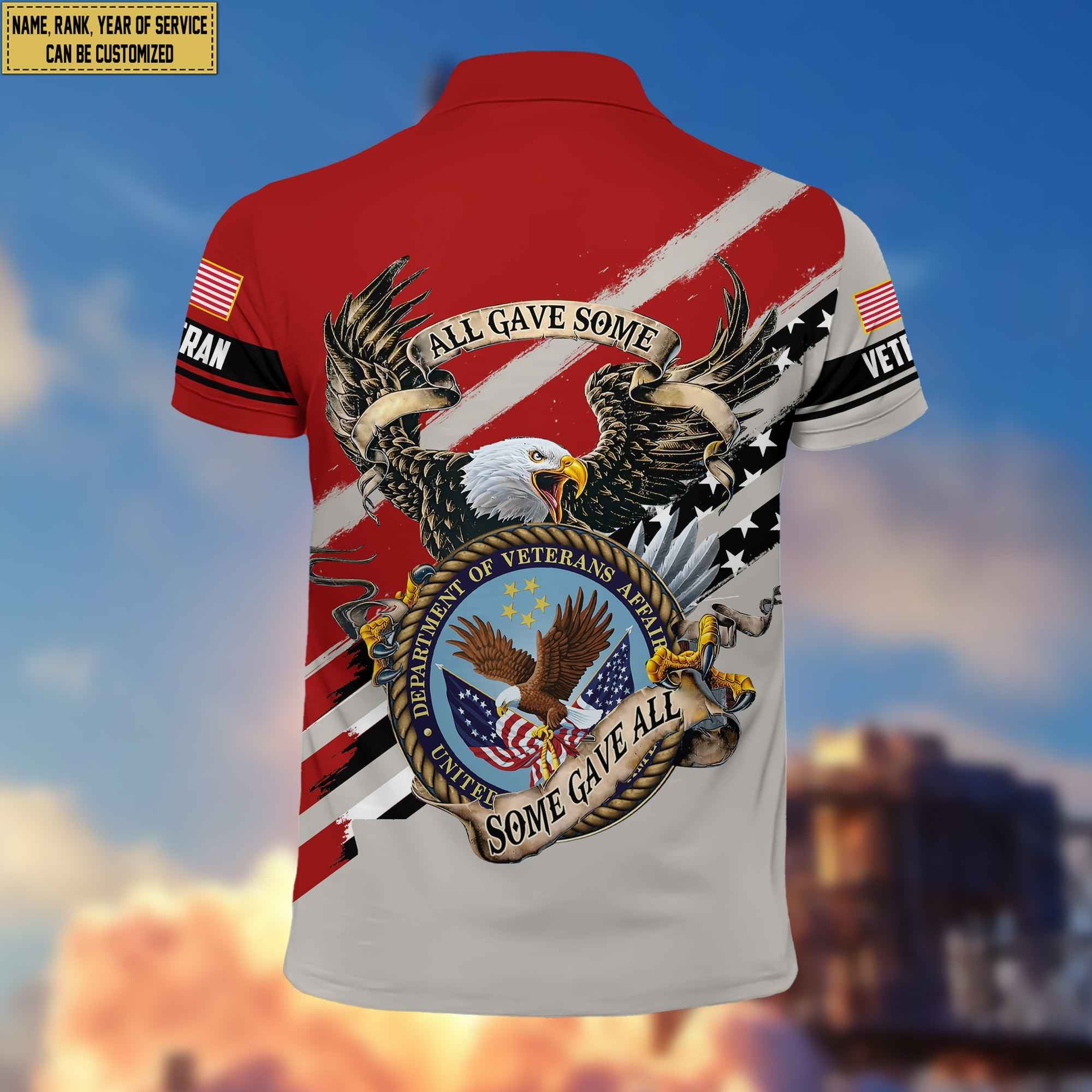 Premium US Veteran Polo Shirt, Custom Name, Rank Gifts For US Veteran VPVC204007