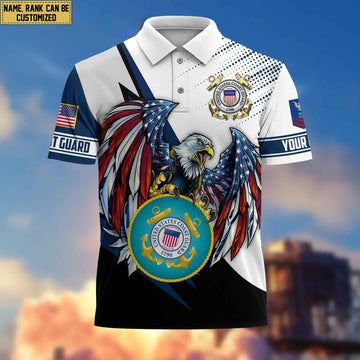 Premium USCG Polo Shirt, Custom Name, Rank Gift For Coast Guard Veteran VPVC204205