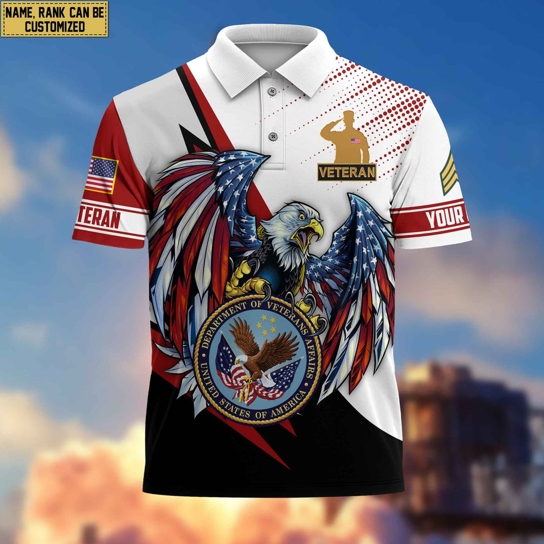 Premium US Veteran Polo Shirt, Custom Name, Rank Gift For US Veteran VPVC204207