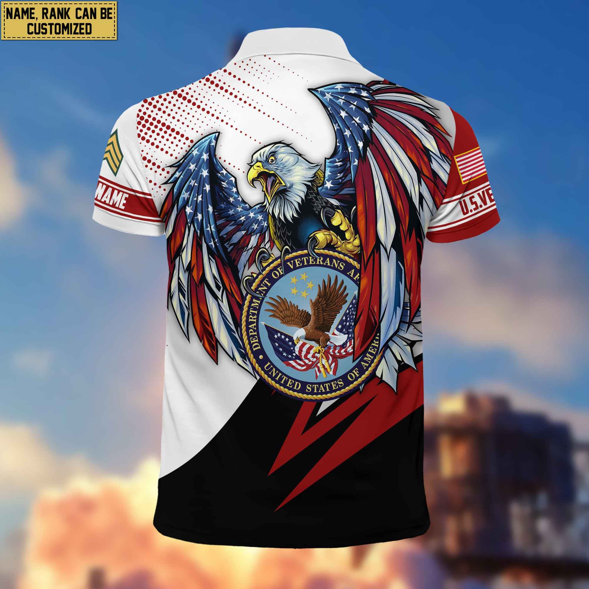 Premium US Veteran Polo Shirt, Custom Name, Rank Gift For US Veteran VPVC204207