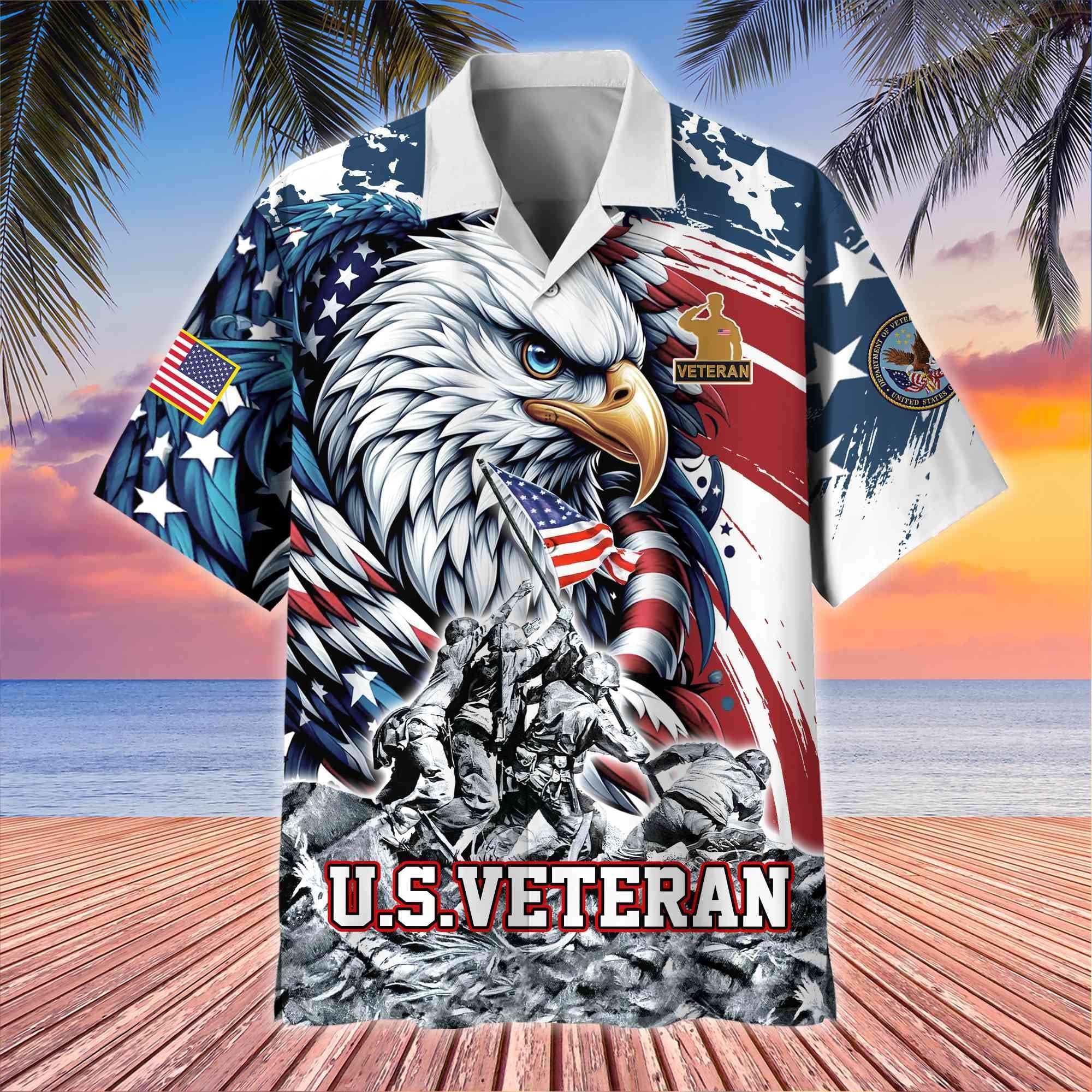 Premium US Veterans Hawaii Shirt, Gifts For Dad, For Husband Veteran BPVC170701