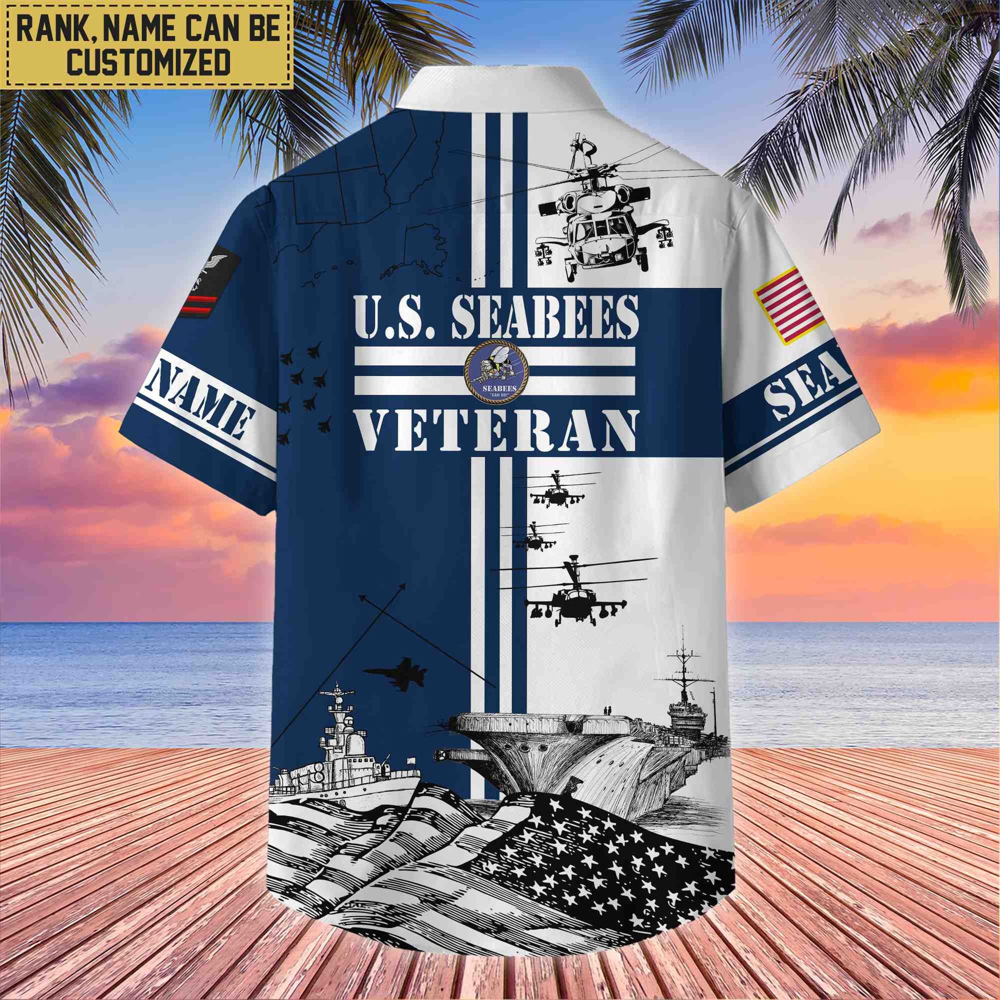Premium Custom US Seabees Veteran Hawaii Shirt With Pocket, Gifts For Veterans Day, Father's Day, Gifts for Seabees Veteran VPVC401007