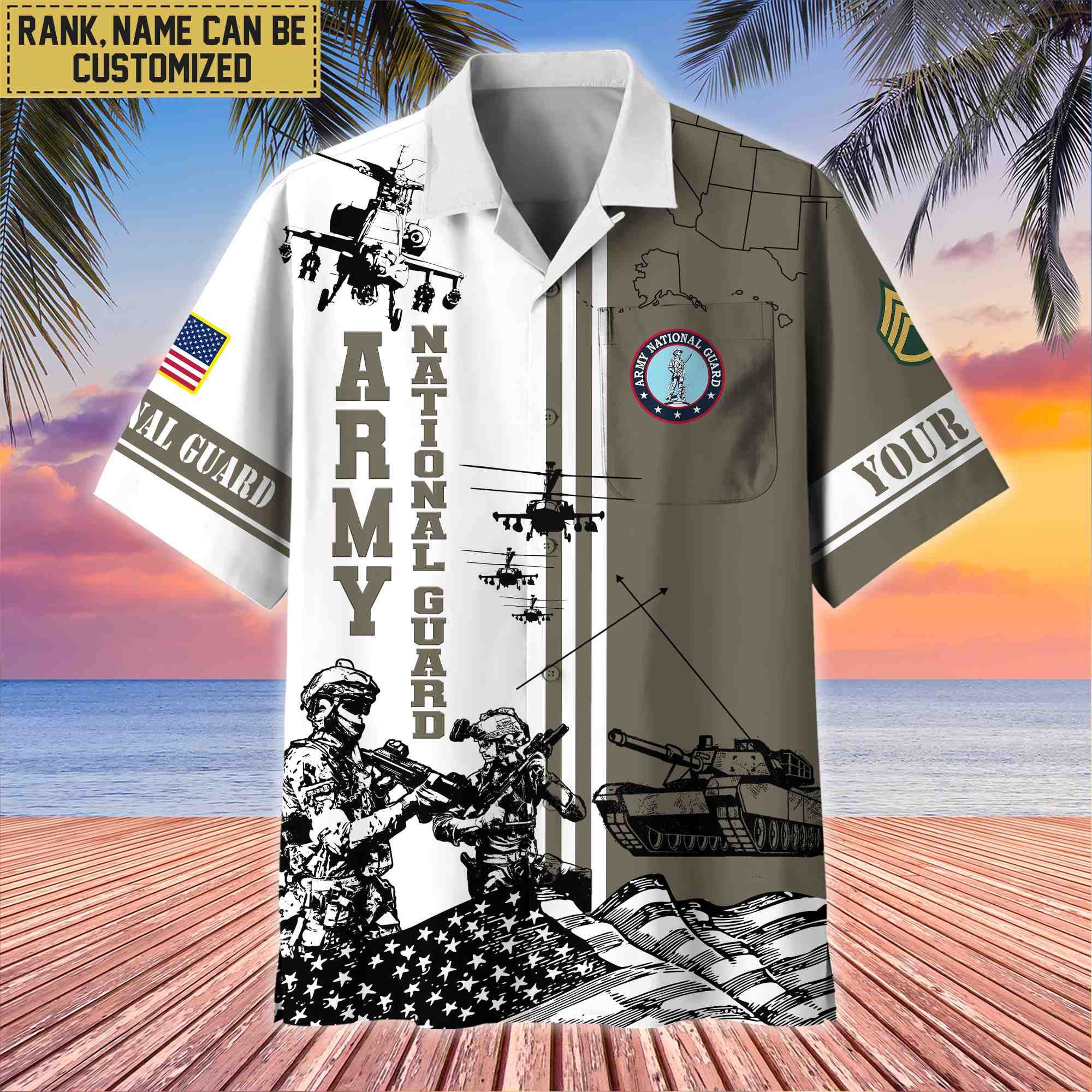 Premium Custom US Army National Guard Veteran Hawaii Shirt With Pocket, Gifts For Veterans Day, Father's Day, Gifts for Army National Guard Veteran VPVC401008