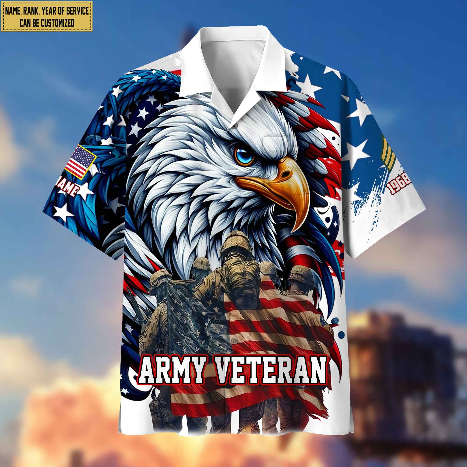 Premium US Army Hawaii Shirt With Pocket, Custom Name, Rank, Gifts For Army Veteran VPVC400301