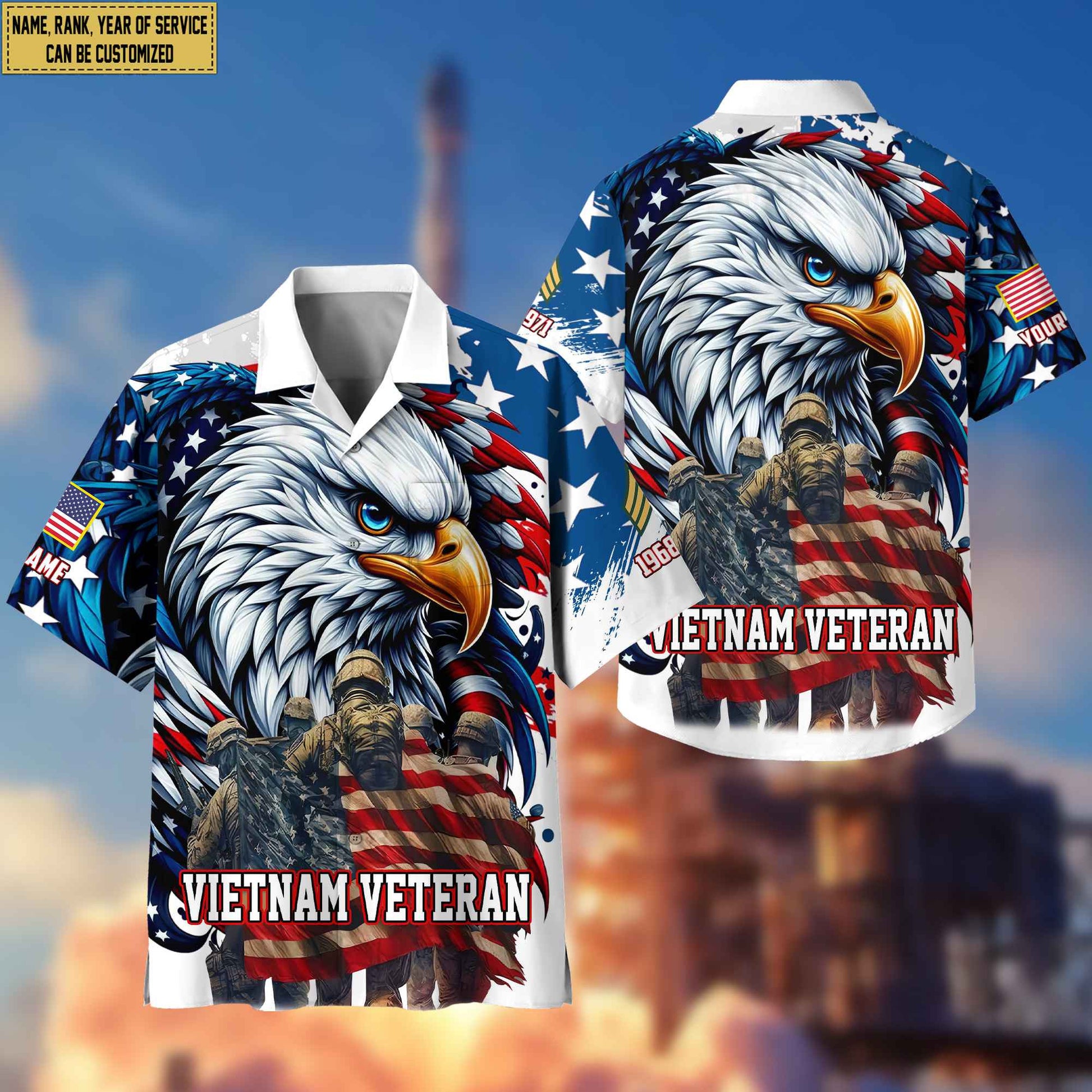 Premium Vietnam Veteran Hawaii Shirt With Pocket, Custom Name, Rank, Gifts For Vietnam Veteran VPVC400306